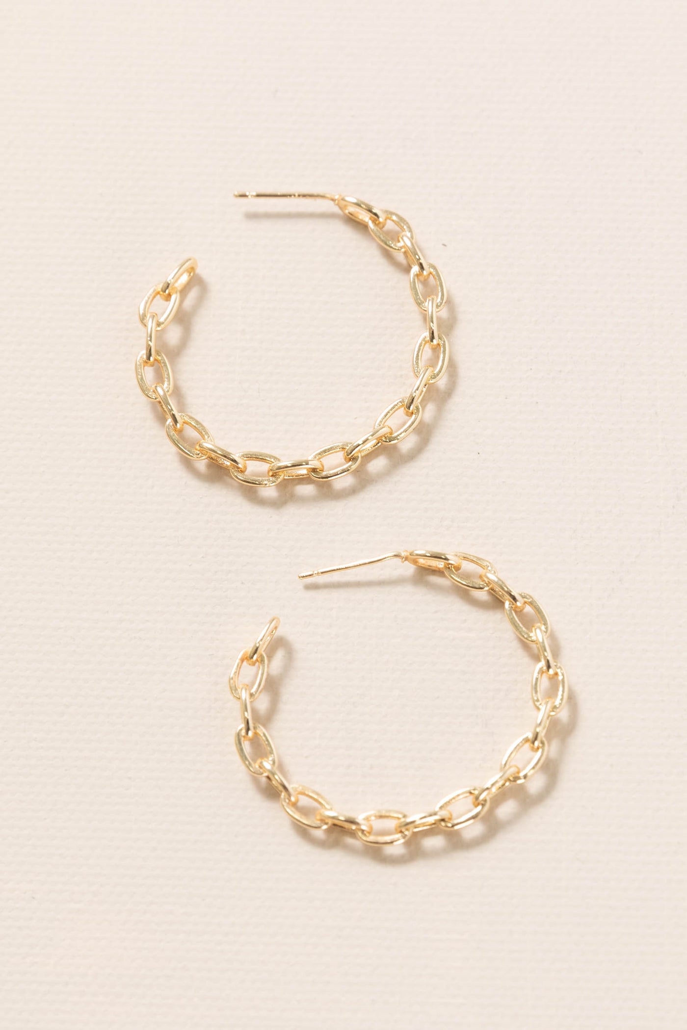 Gold Link Chain Hoop Earrings