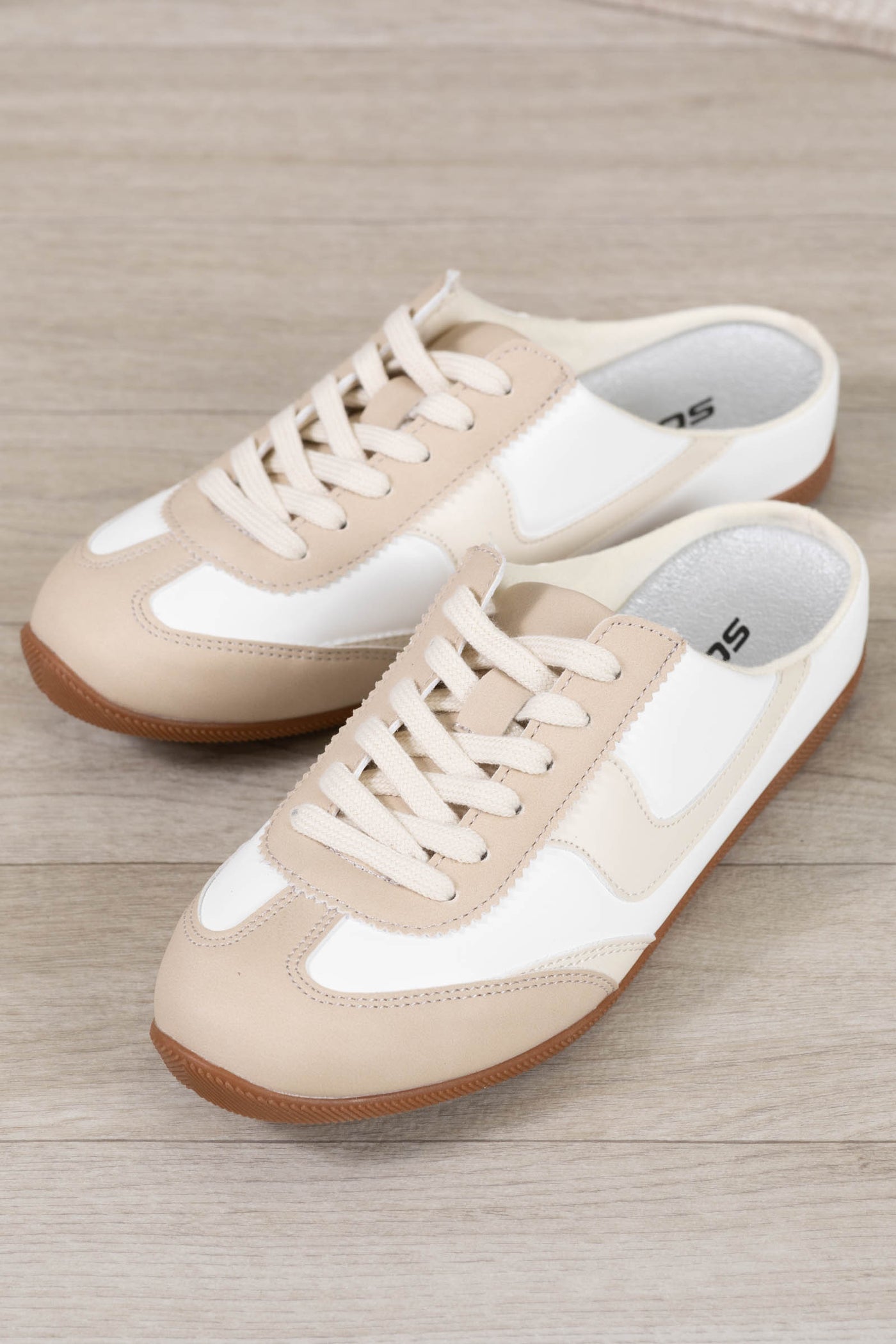 Light Beige Classic Lace Up Slip On Sneaker
