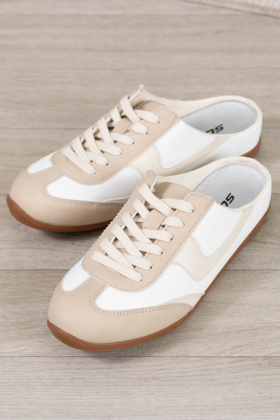 Light Beige Classic Lace Up Slip On Sneaker