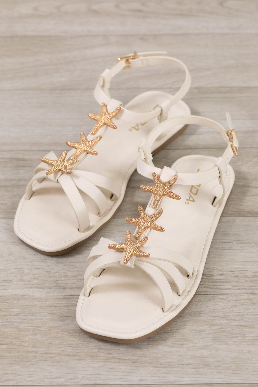 Bone Starfish Embellished Crisscross Sandal