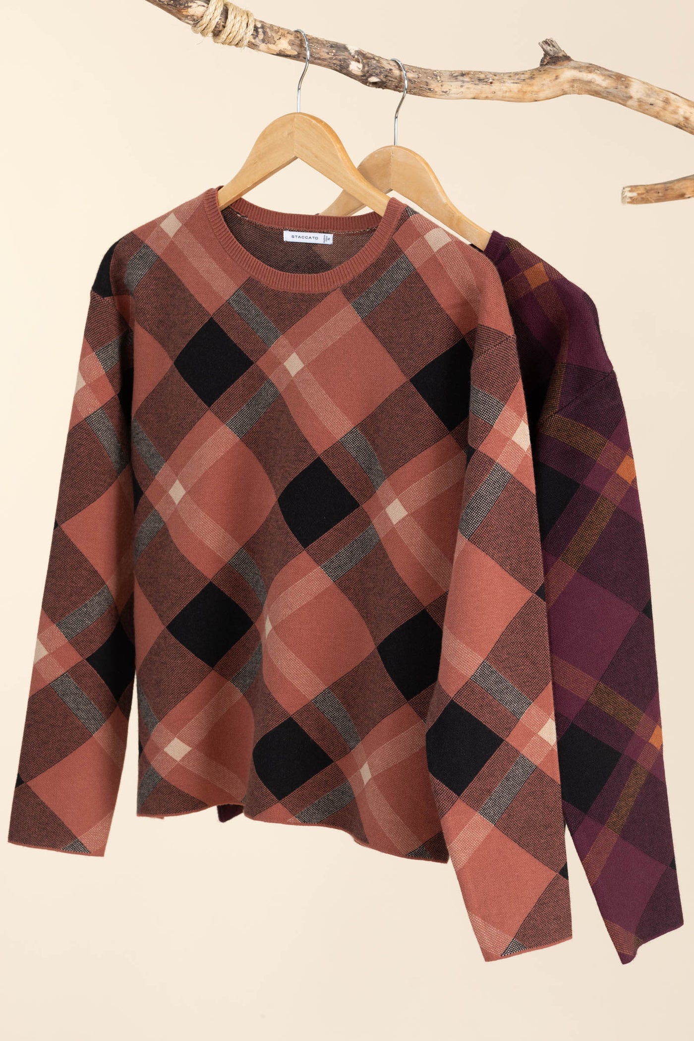 Plaid Crewneck Pullover Sweaters
