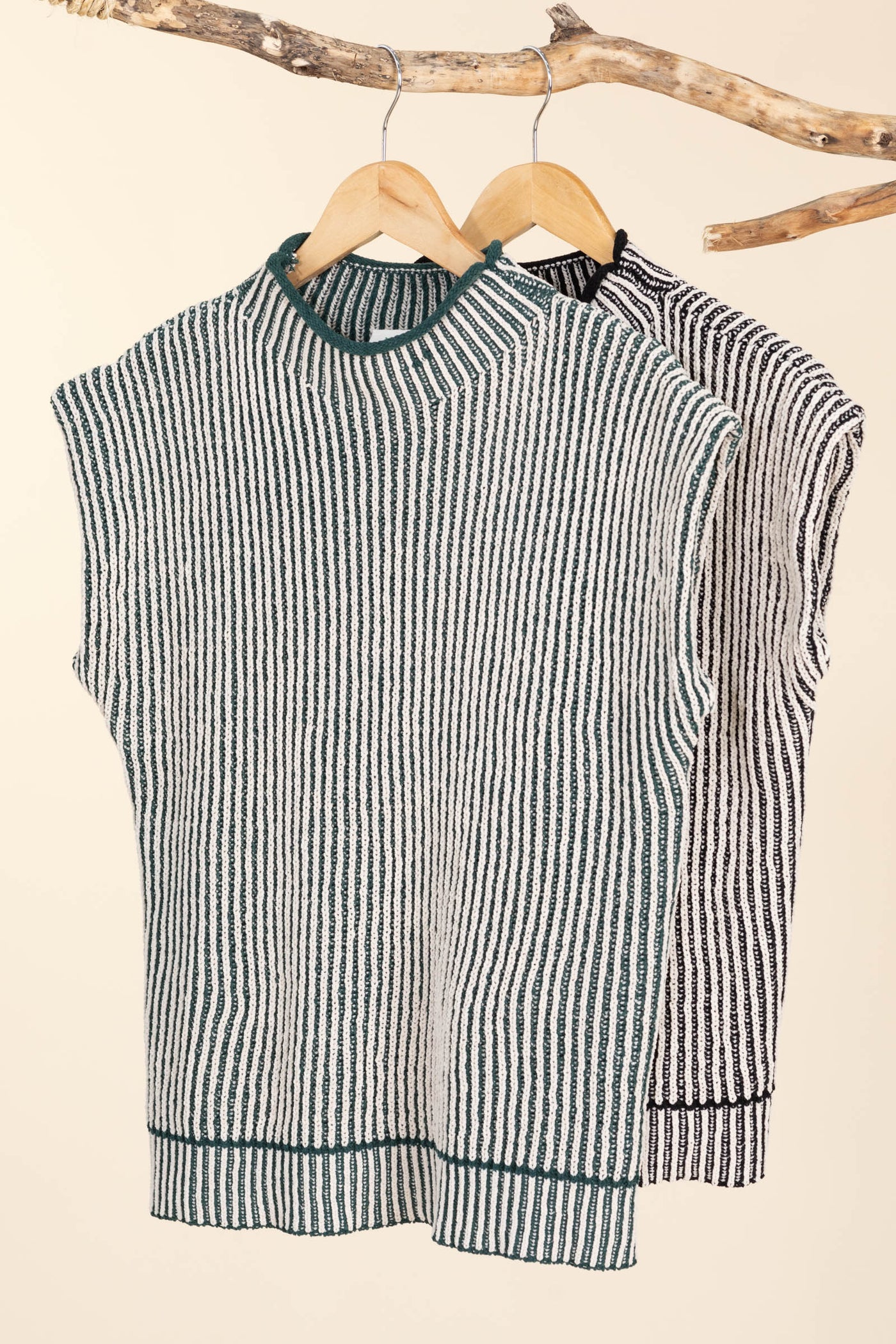 Two Tone Ribbed Knit Sweater Vests