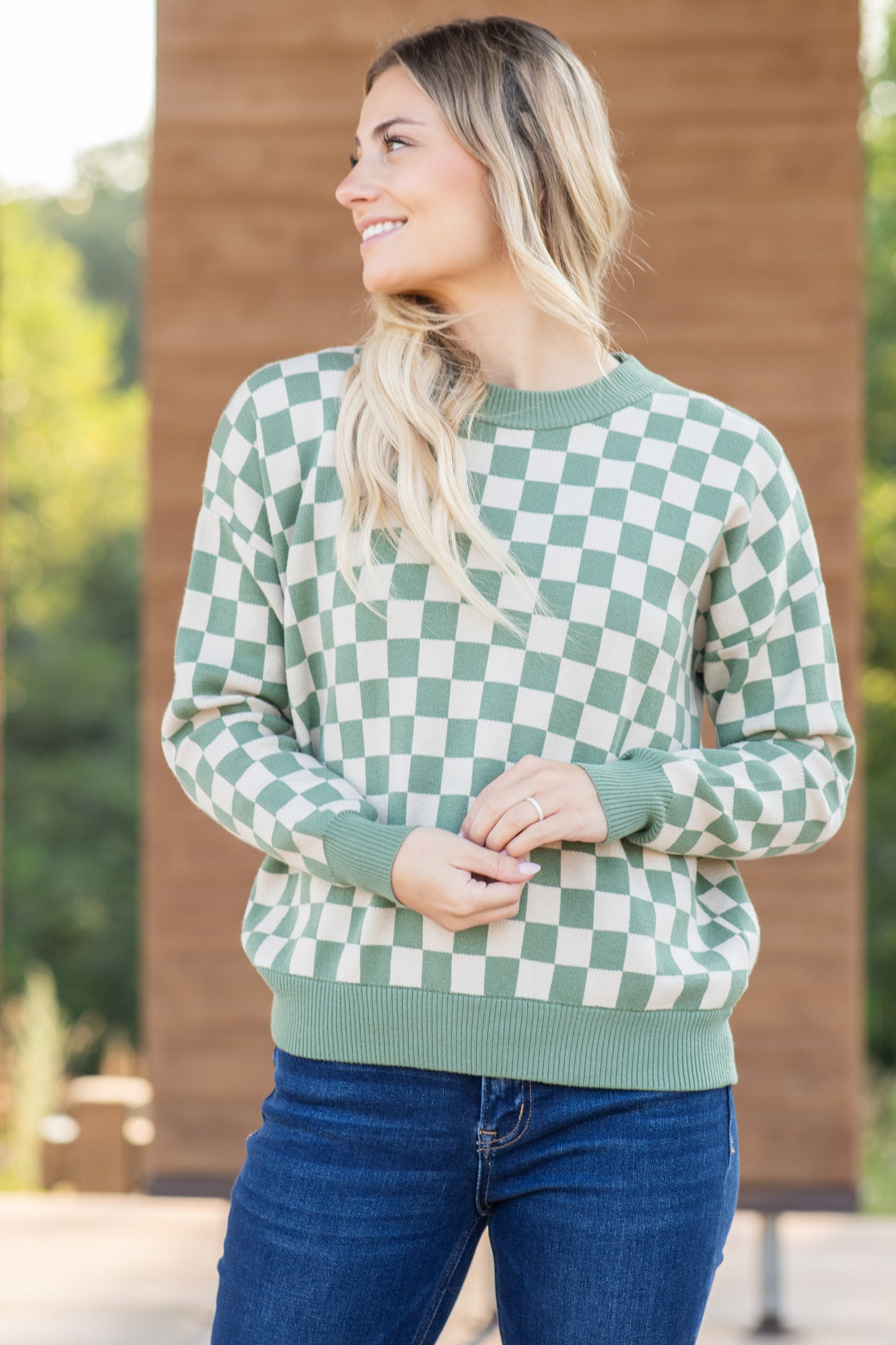 Checkerboard Knit Sweater · Filly Flair