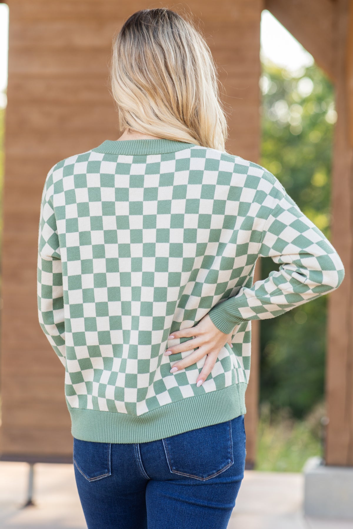 Checkerboard Knit Sweater · Filly Flair