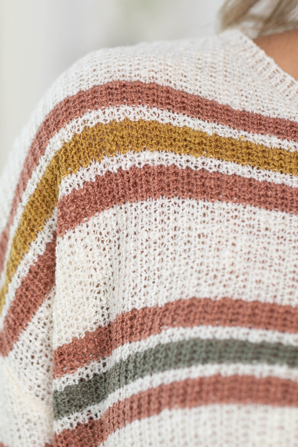 Breezy Stripe Lightweight Long Sleeve Sweater
