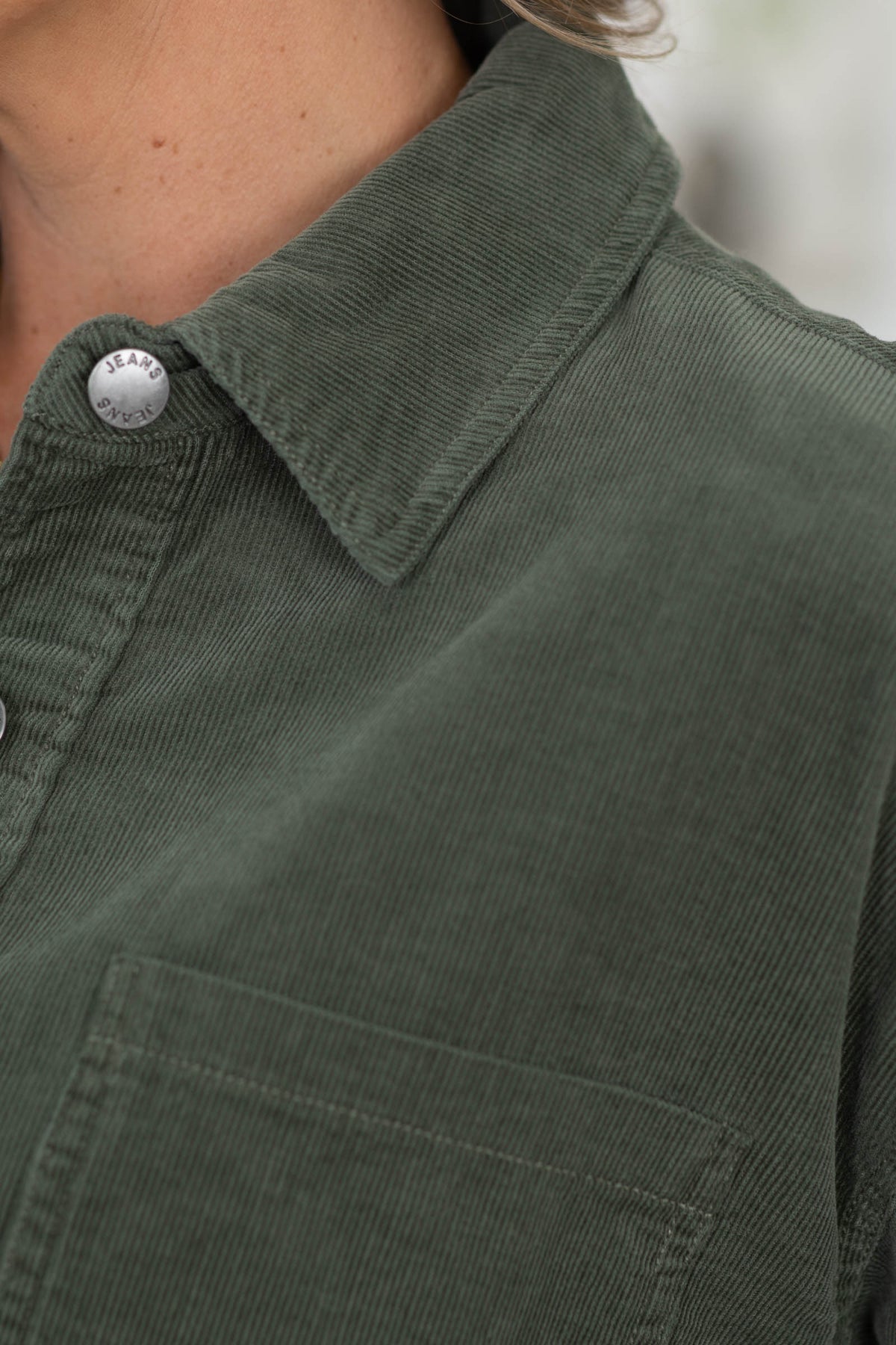 Corduroy Rounded Hem Shacket