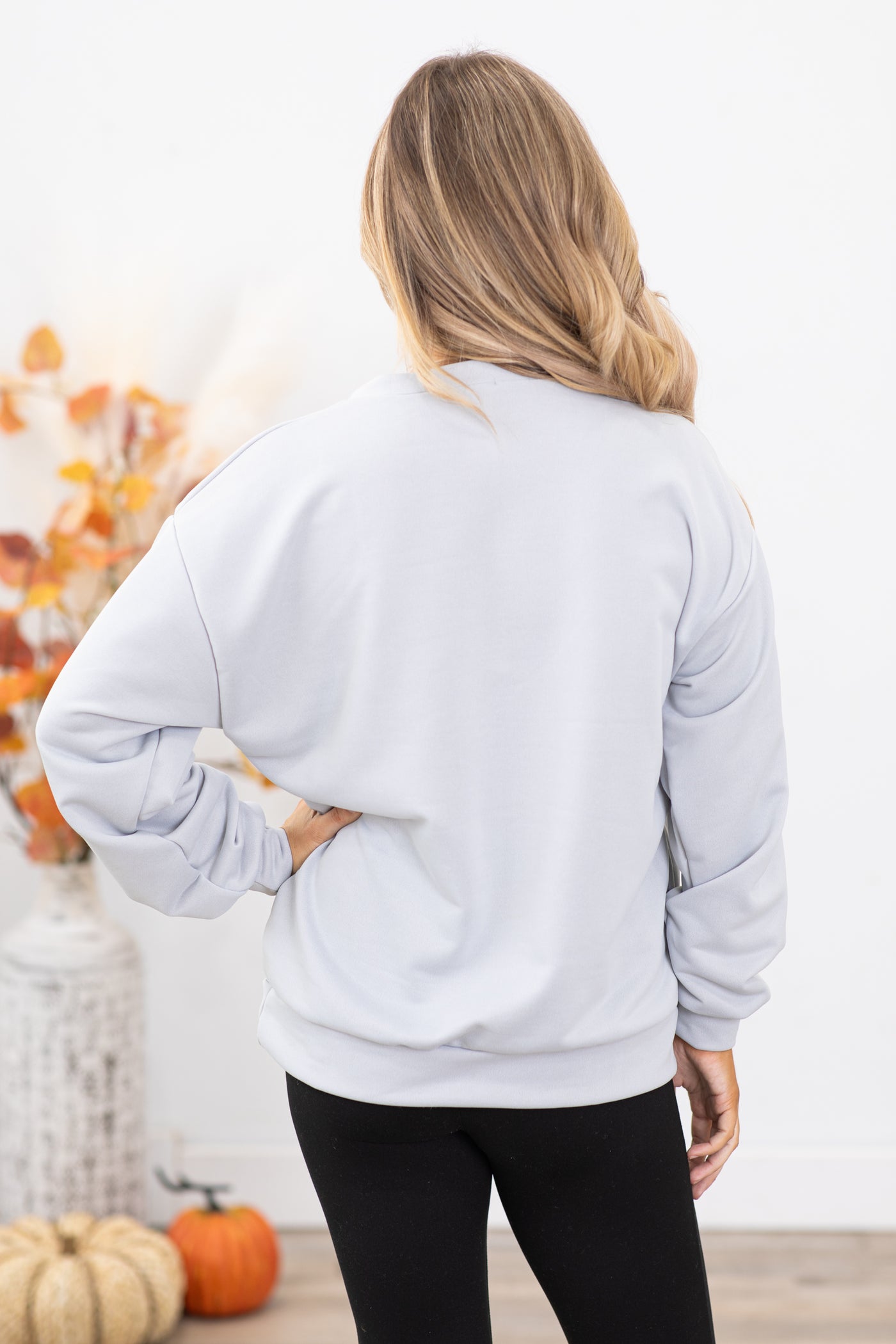 Grey Resting Witch Face Graphic Sweatshirt