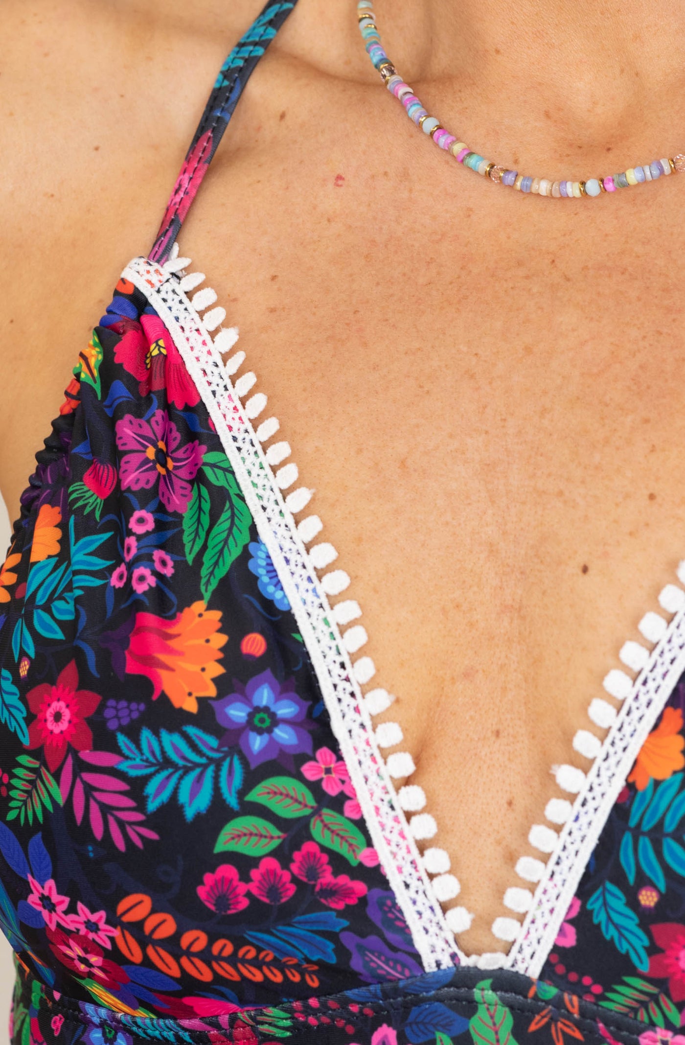 Black Fiesta Time One Piece Swimsuit