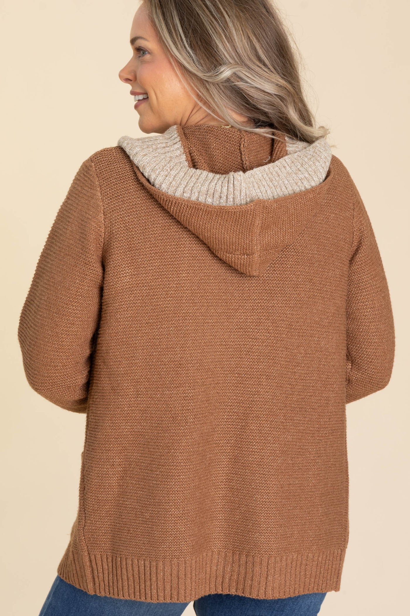 Double Layer Detail Open Front Cardigan