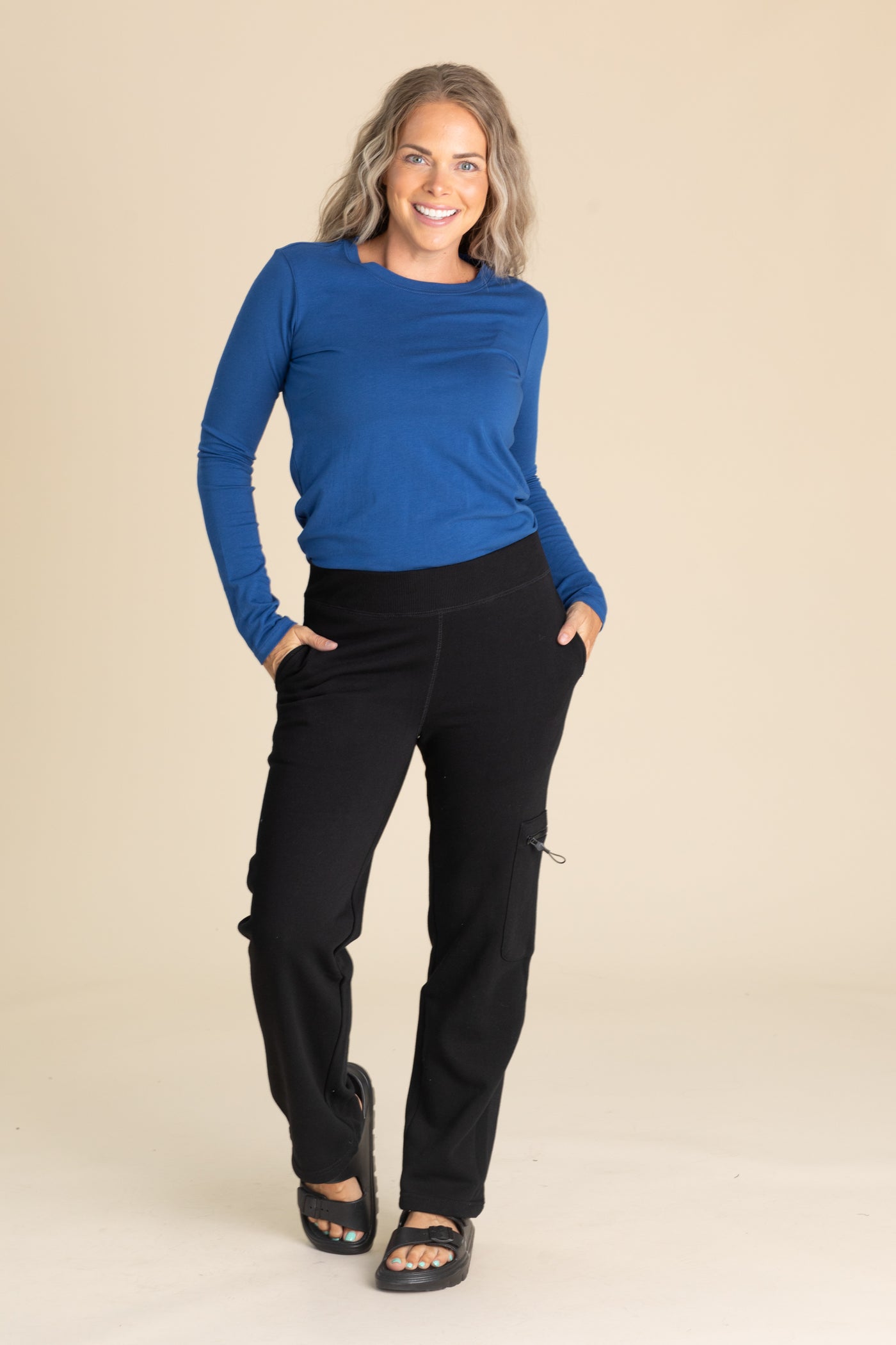 Black Brushed Fleece Cargo Lounge Pant