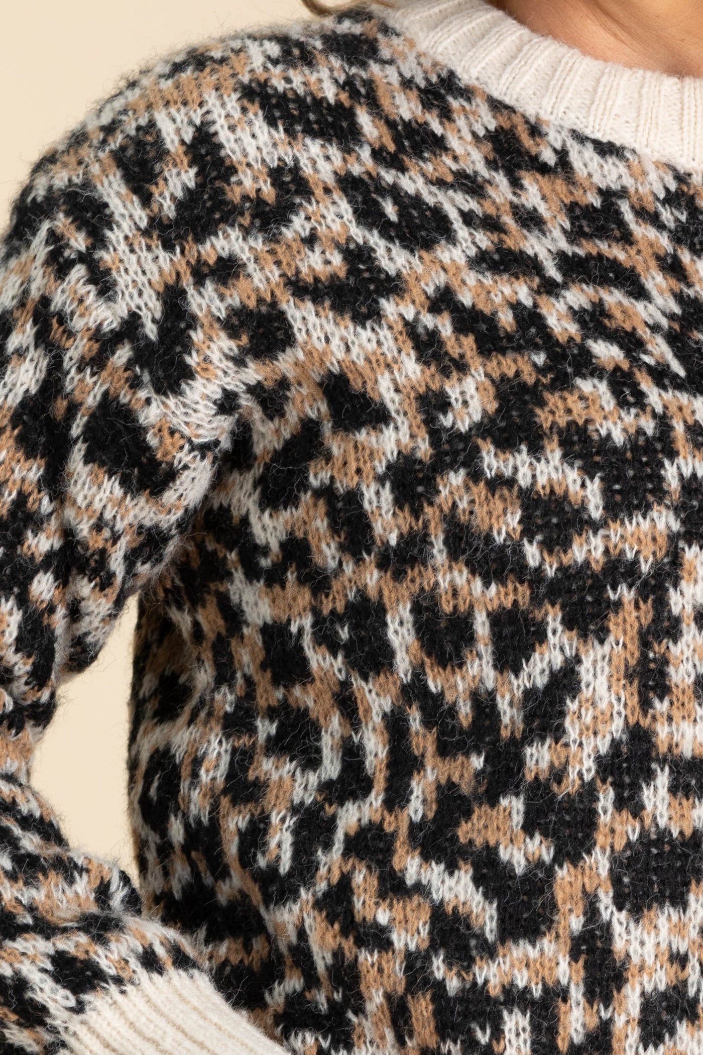 Leopard With White Trim Sweater