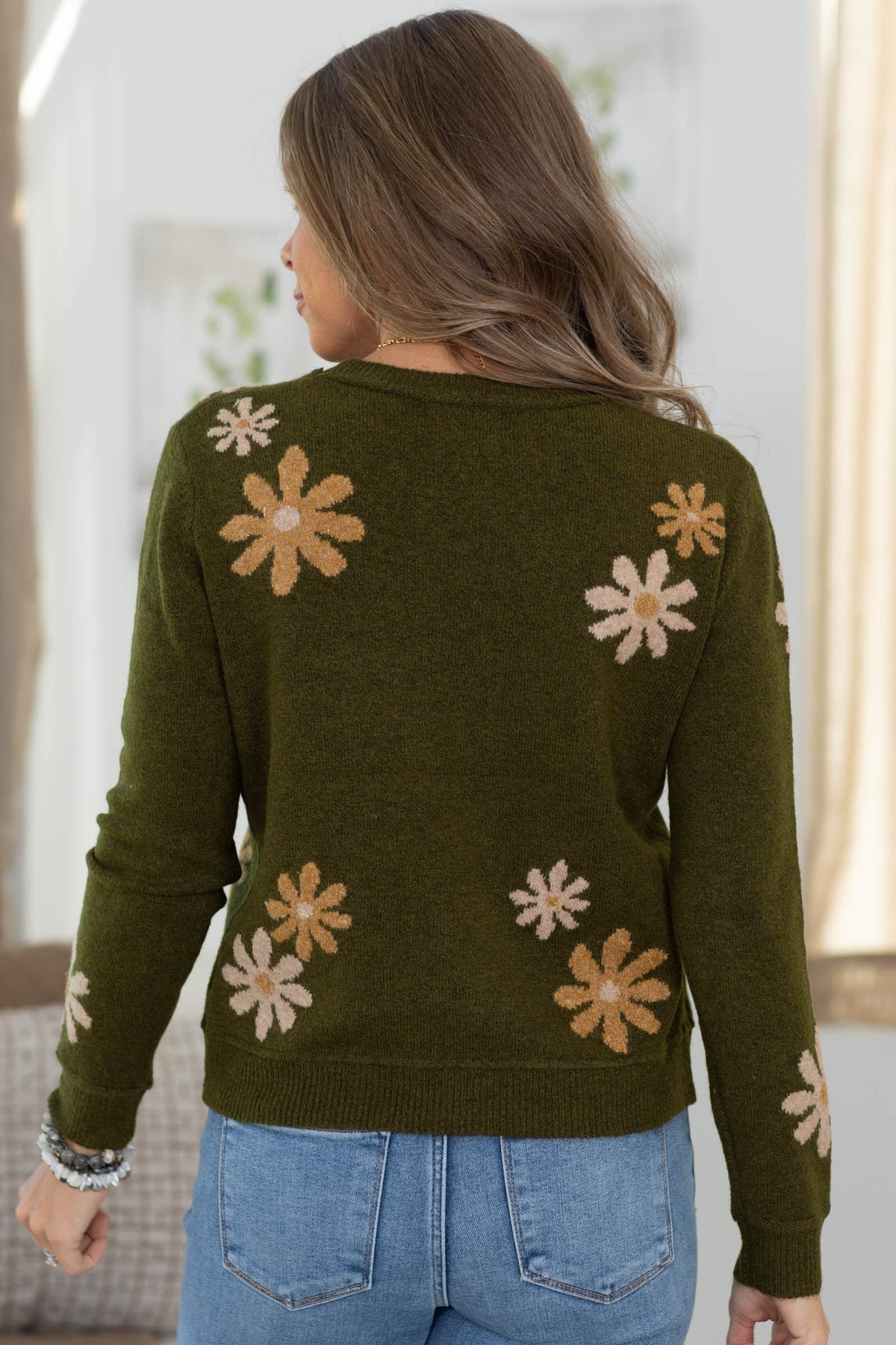 Floral Accent Crewneck Sweater