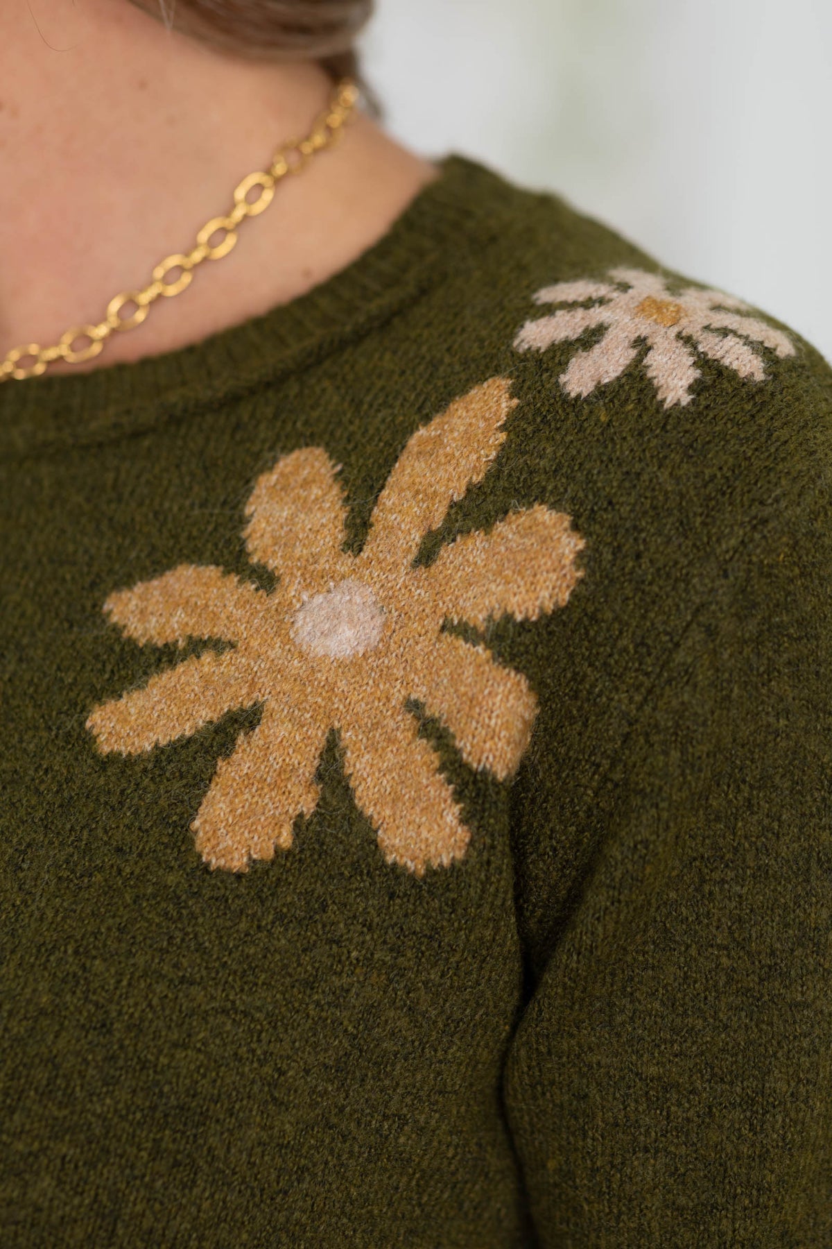 Floral Accent Crewneck Sweater