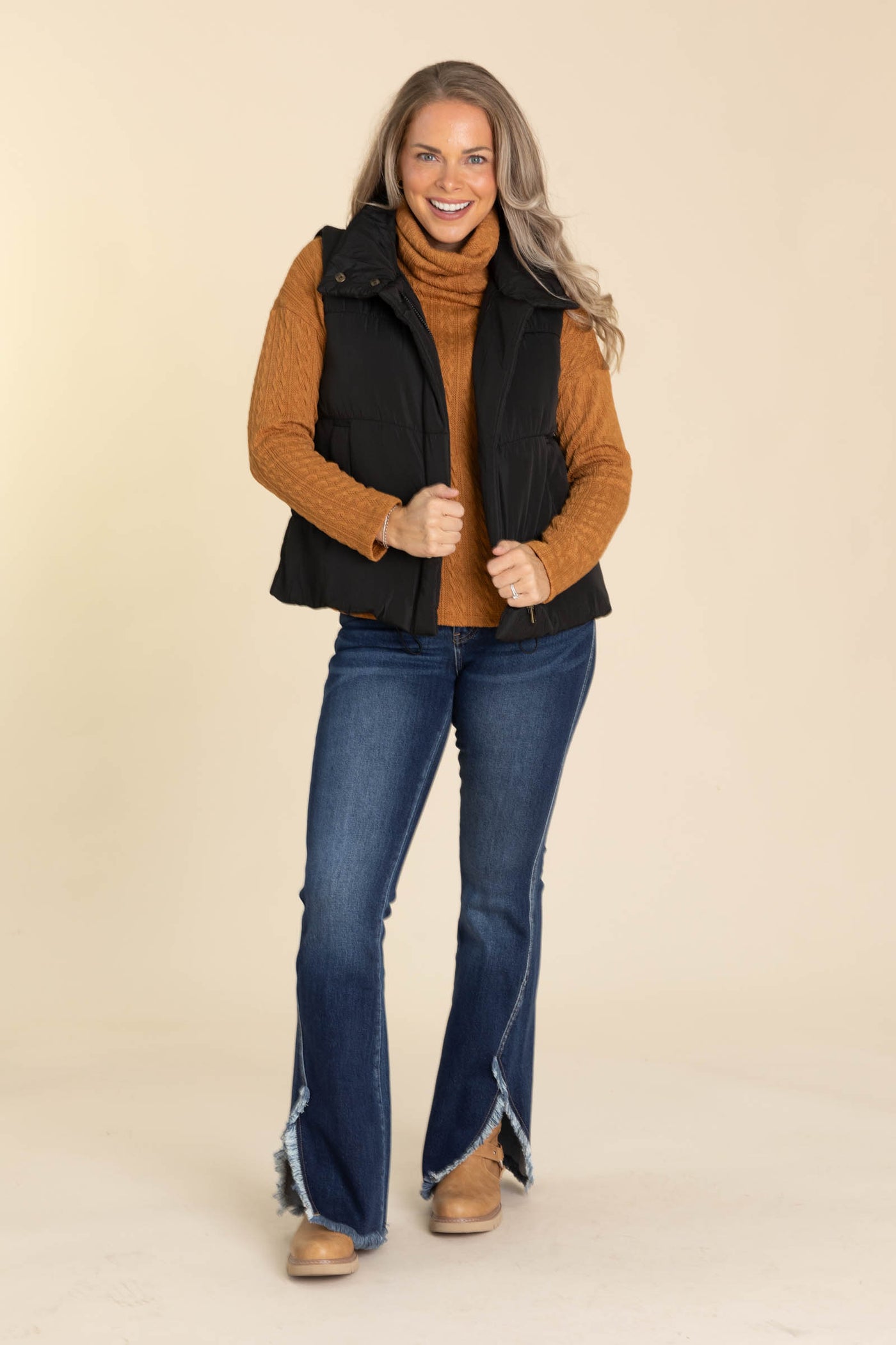Solid Zip Up Puffer Vest