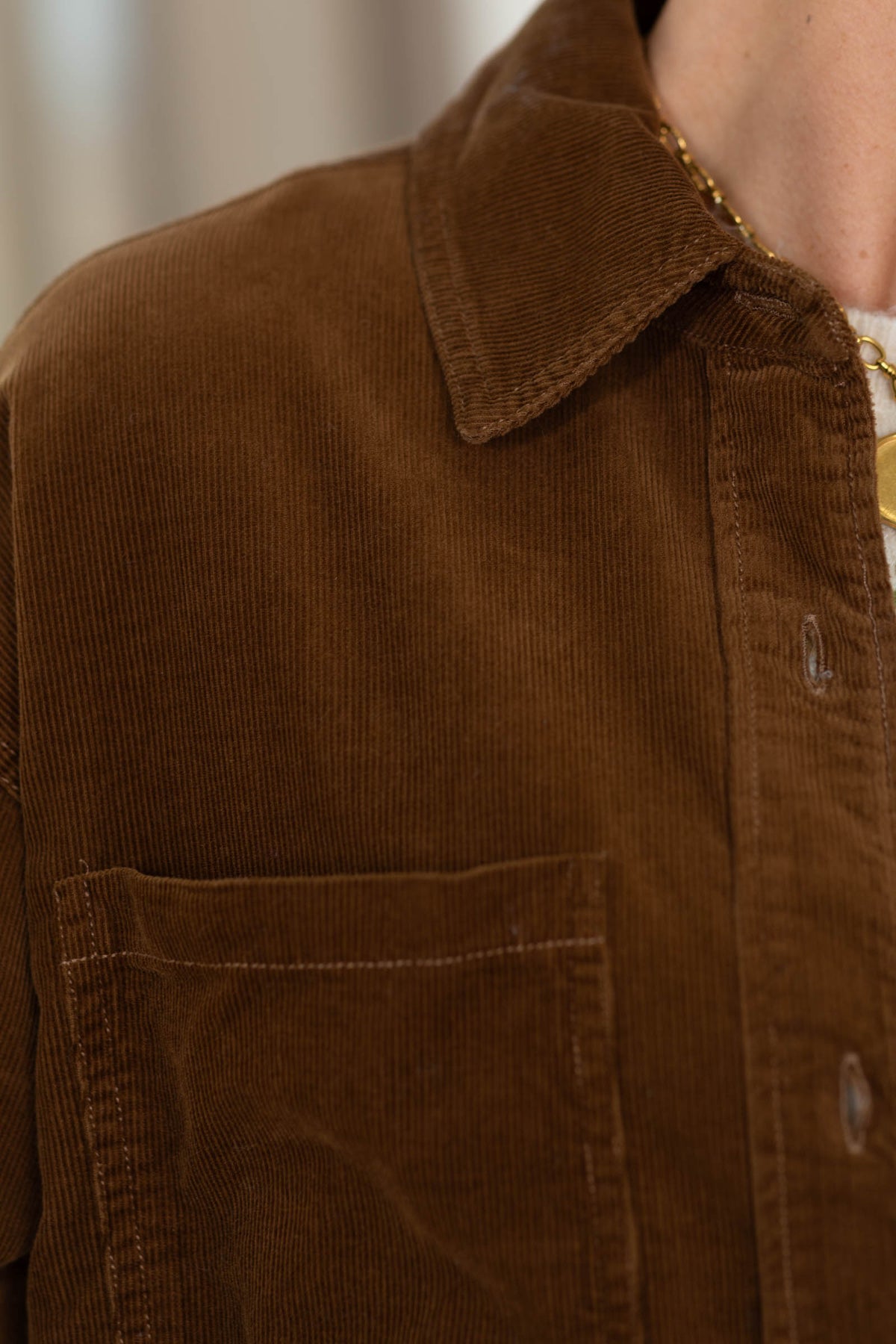 Corduroy Rounded Hem Shacket