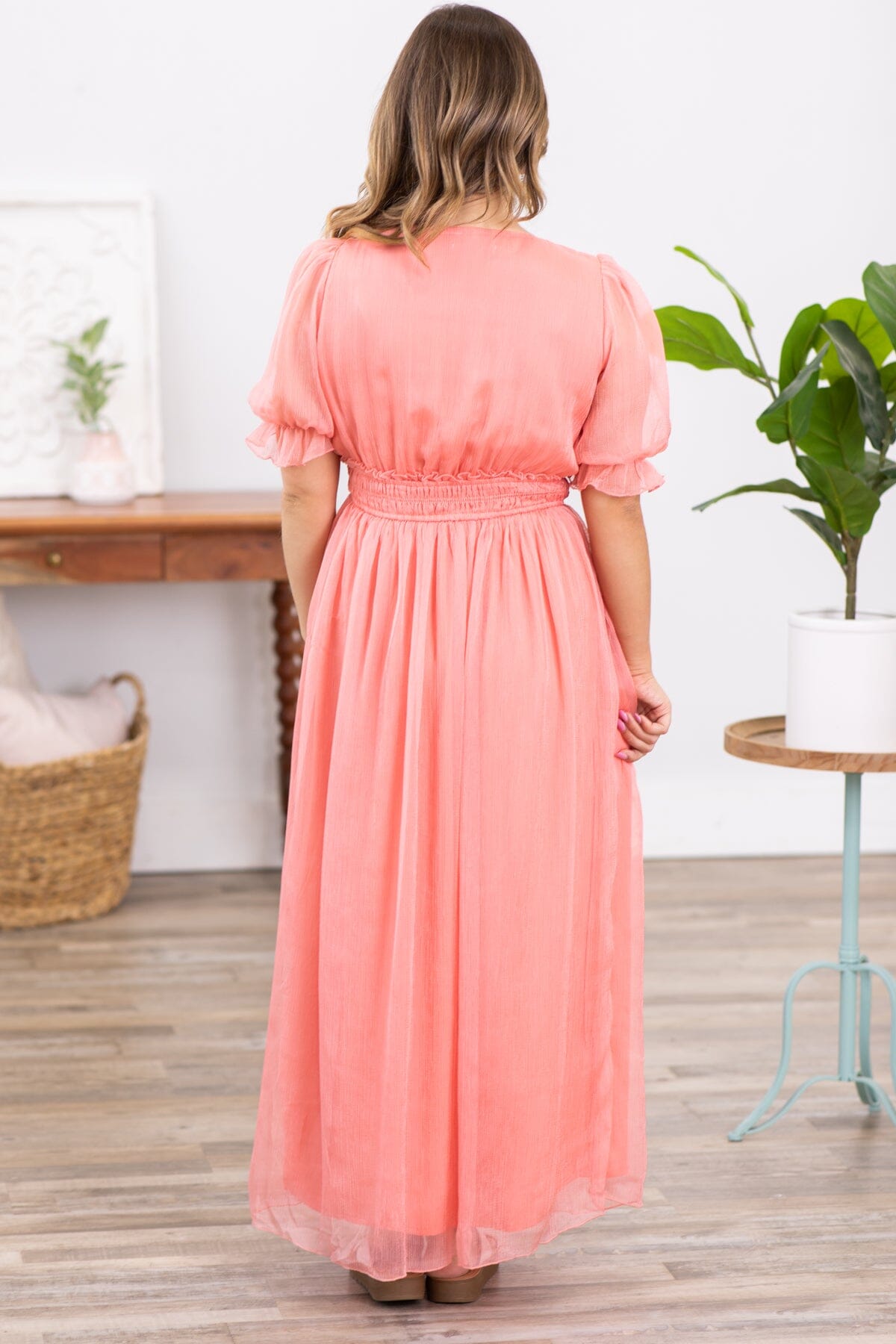 Coral Short Sleeve Maxi Dress - Filly Flair