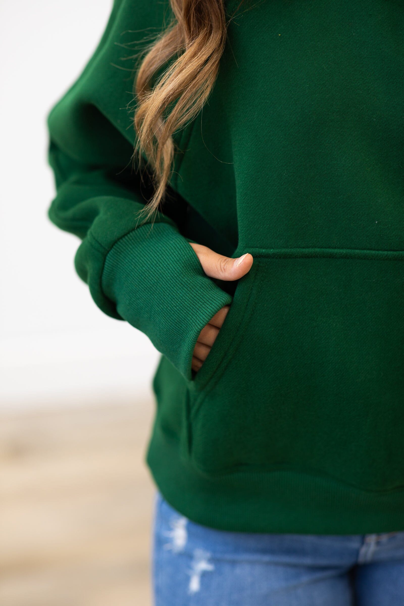 The Essential 1/2 Zip Hoodie in Hunter Green - Filly Flair
