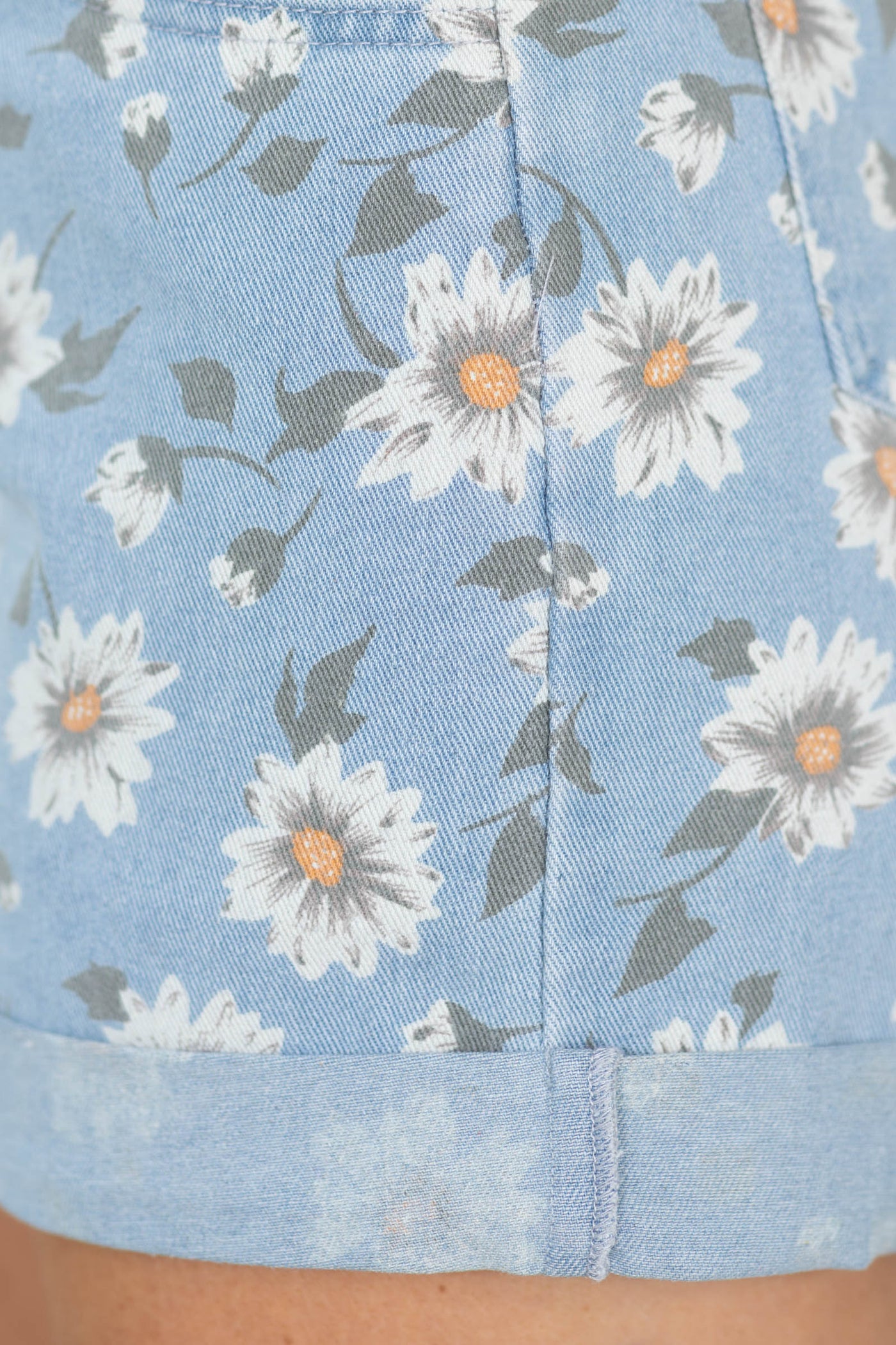 Light Blue Wildflower Denim Shorts