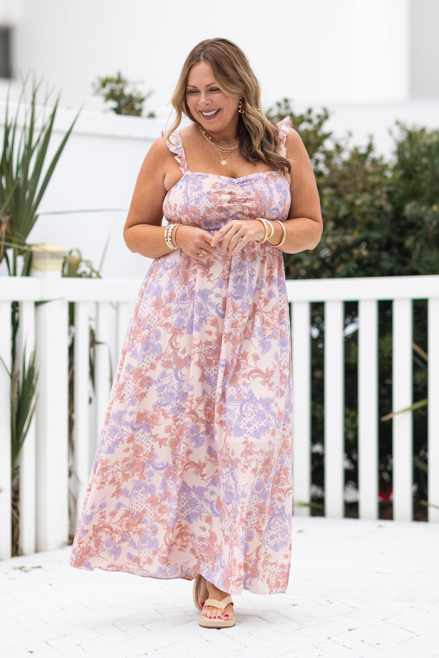 Peach Paisley Floral Smocked Maxi Dress Filly Flair Peach Paisley Floral Smocked Maxi Dress Filly Flair