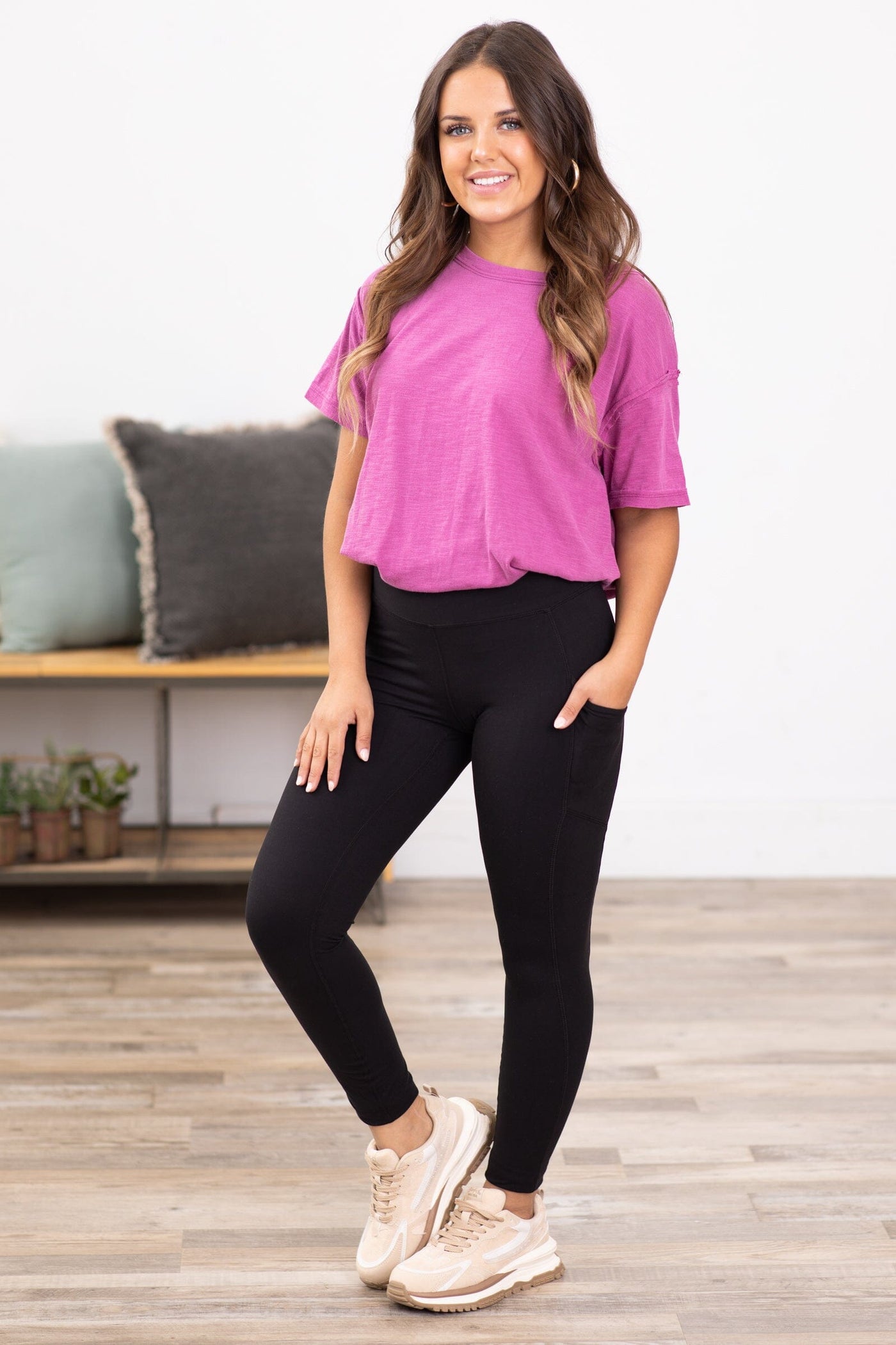 Black Buttery Soft Leggings With Side Pocket · Filly Flair