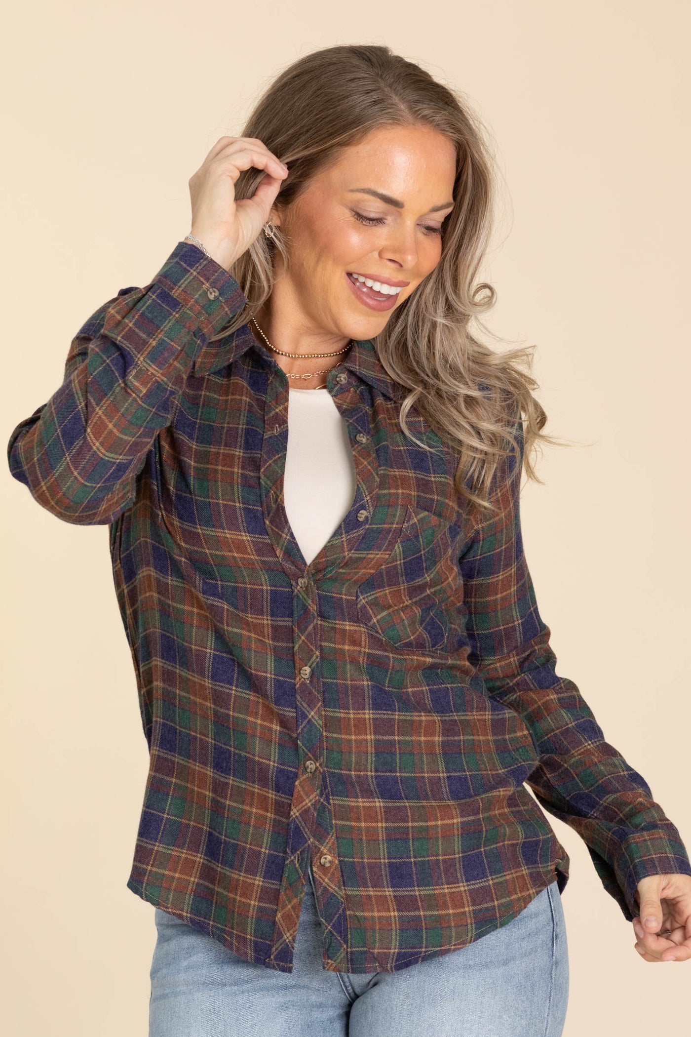 Rust Multicolor Soft Brushed Flannel Top