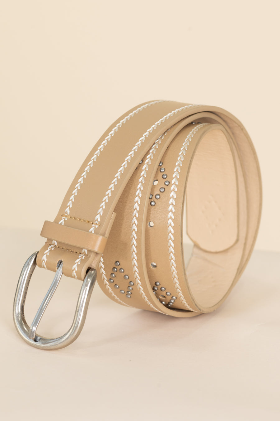 Khaki Etched Western Heart Pattern Belt