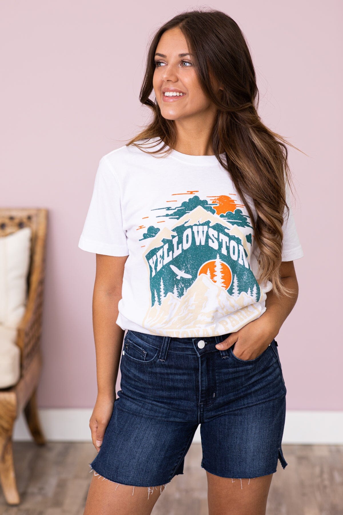 White Yellowstone National Park Graphic Tee - Filly Flair