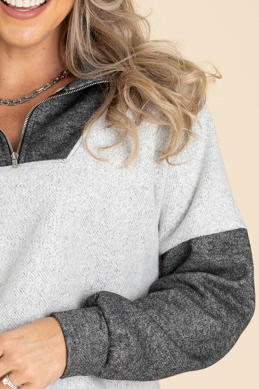 Black Colorblock Half Zip Sweatshirt