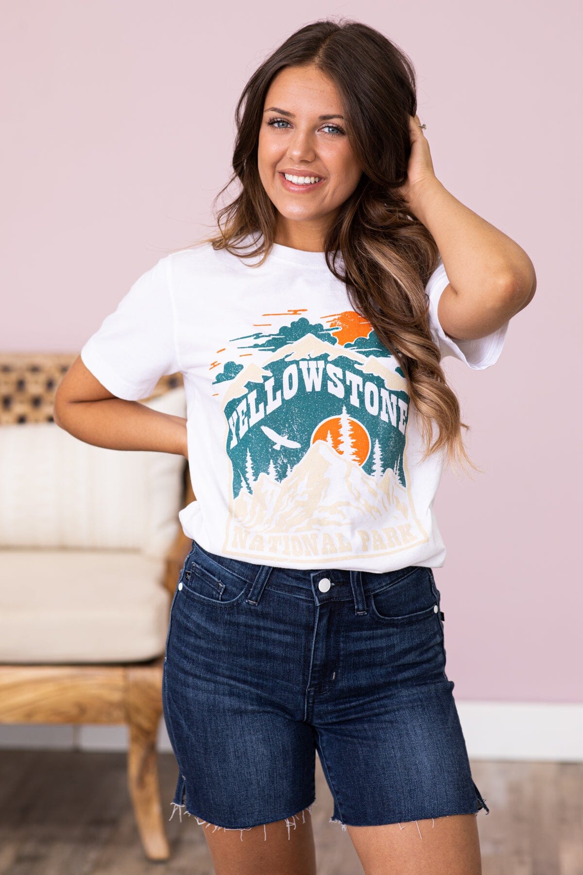 White Yellowstone National Park Graphic Tee - Filly Flair