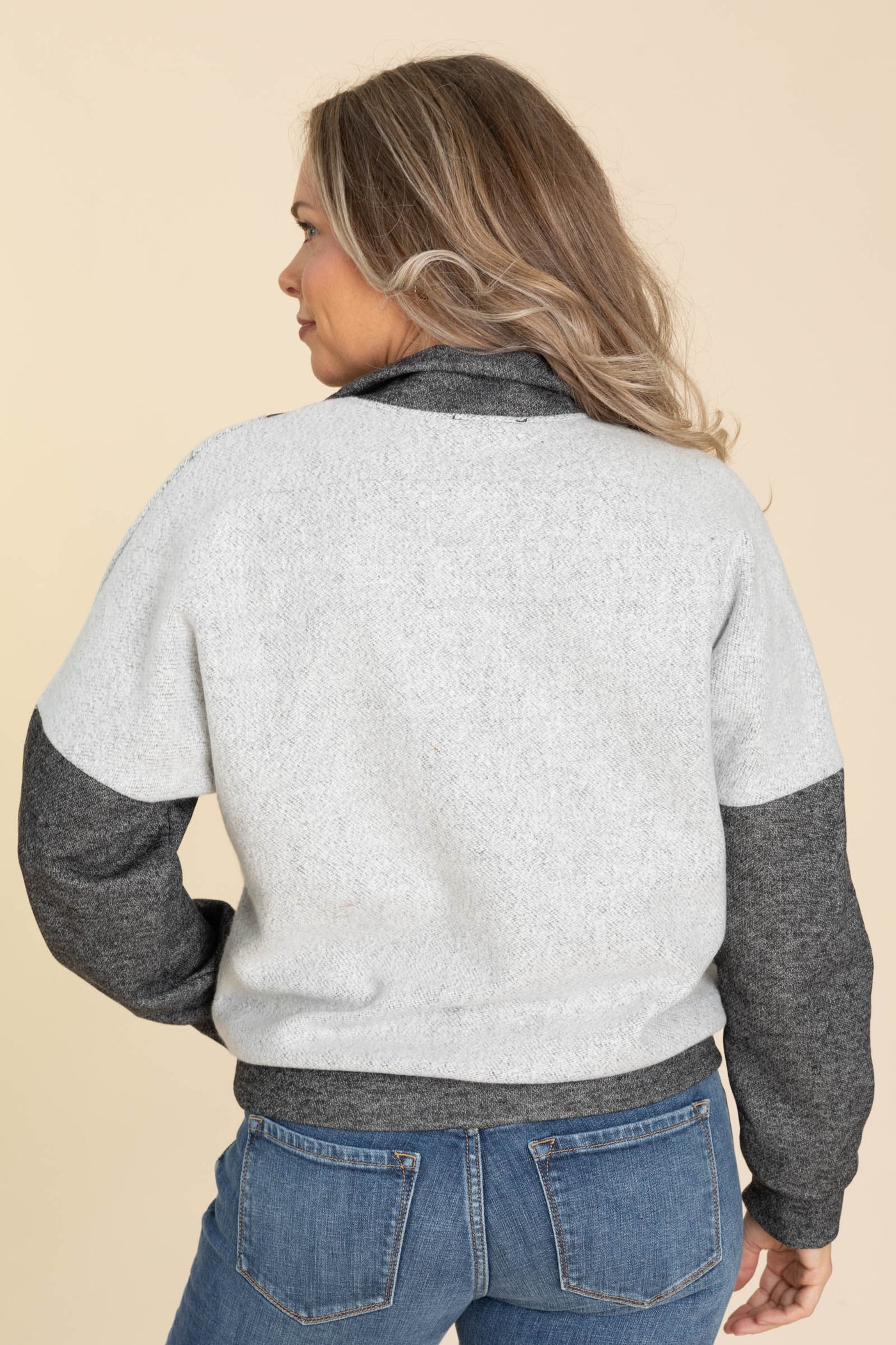 Black Colorblock Half Zip Sweatshirt