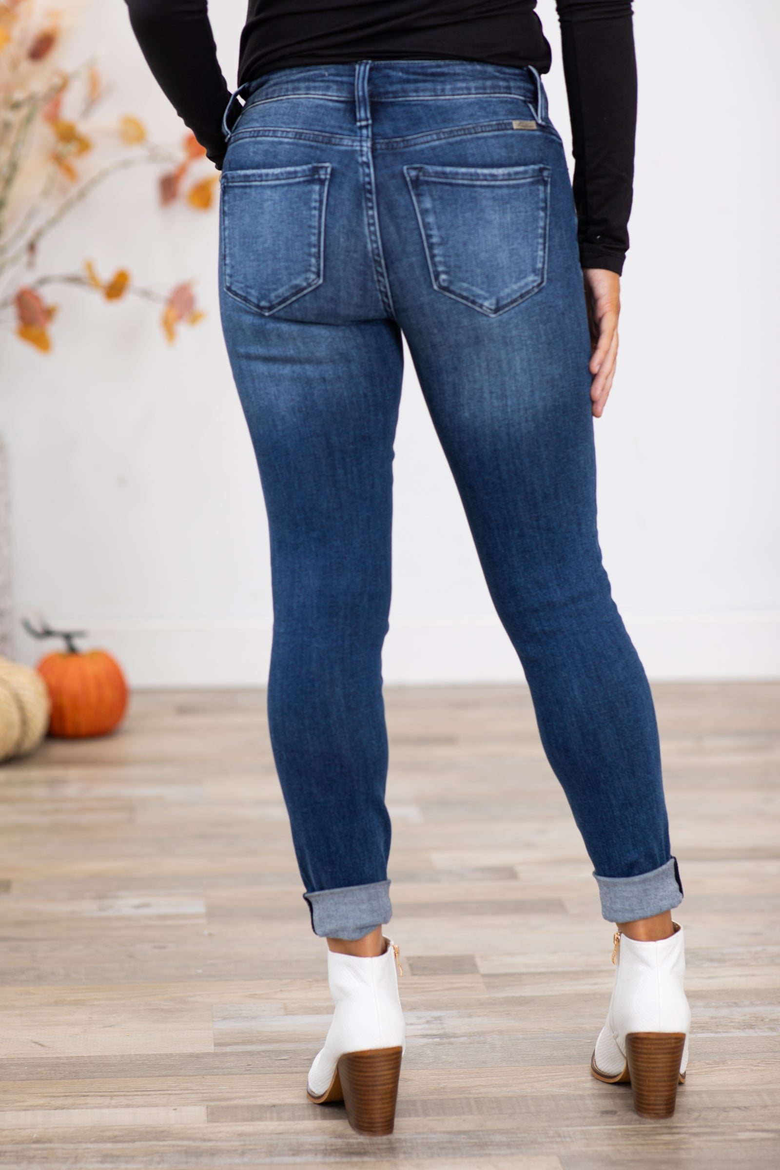 Kancan Skinny Jeans With Plaid Backing