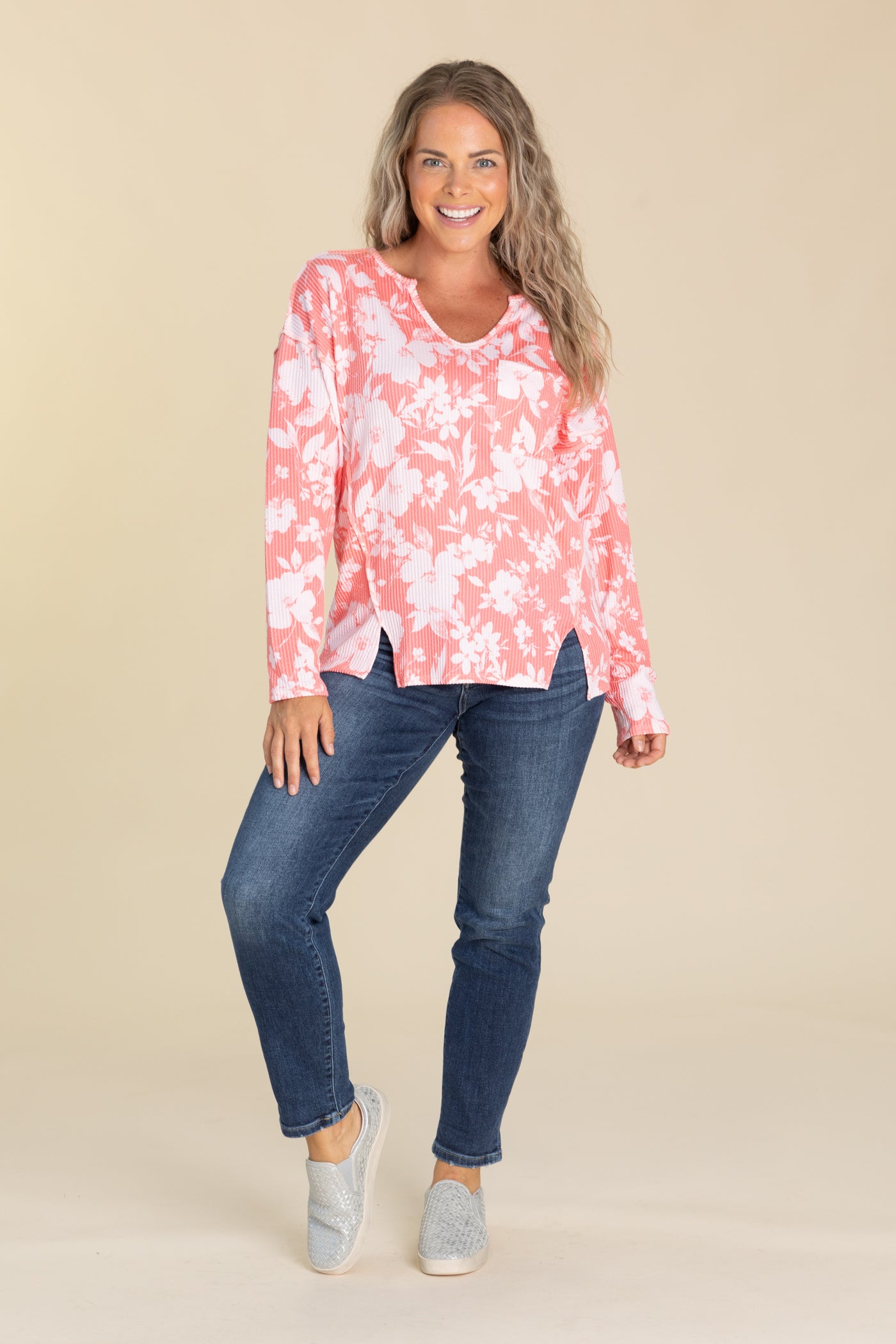 Notch Neck With Reverse Stitches Knit Tops