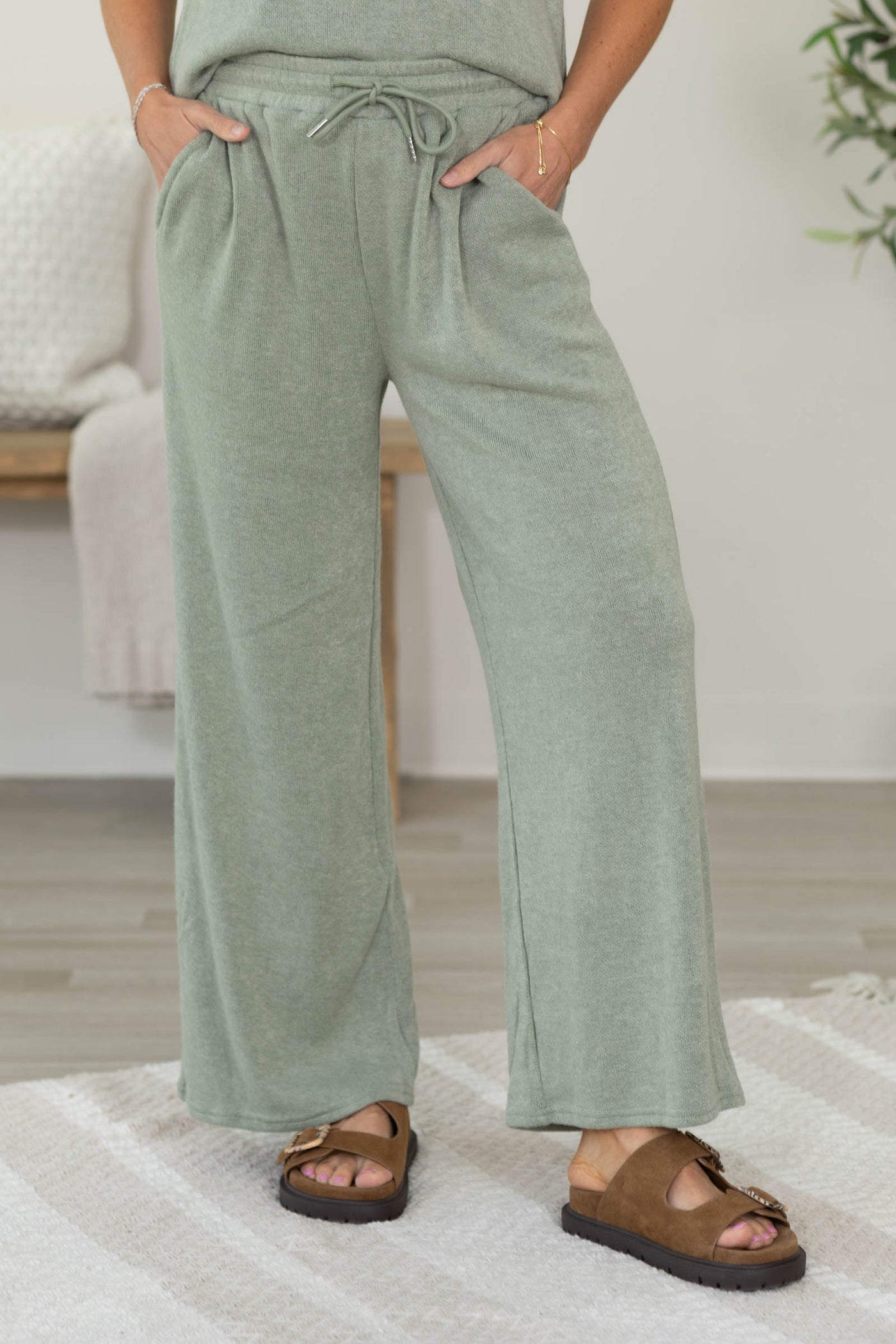 Sage Soft Knit Elastic Waist Pant