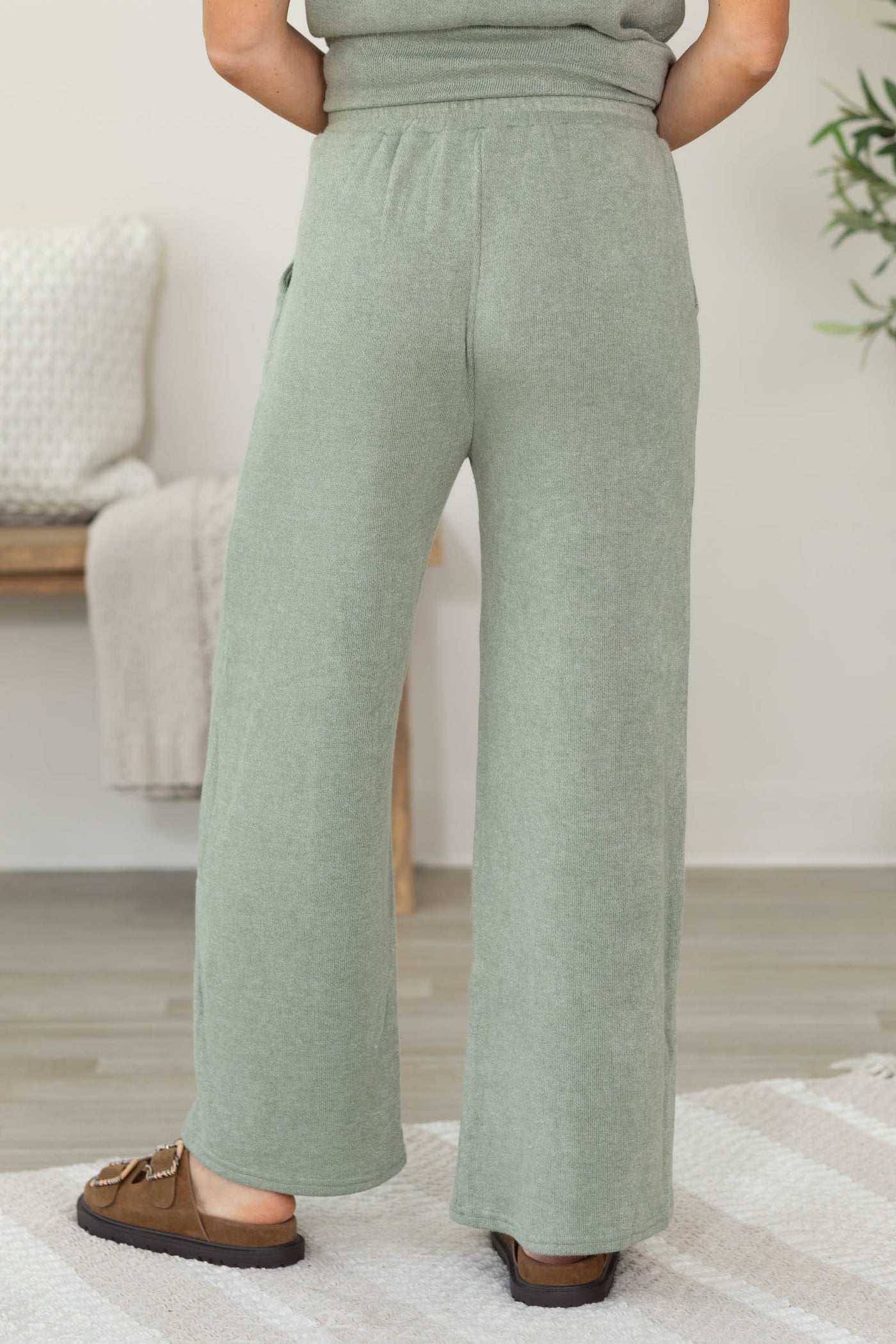 Sage Soft Knit Elastic Waist Pant