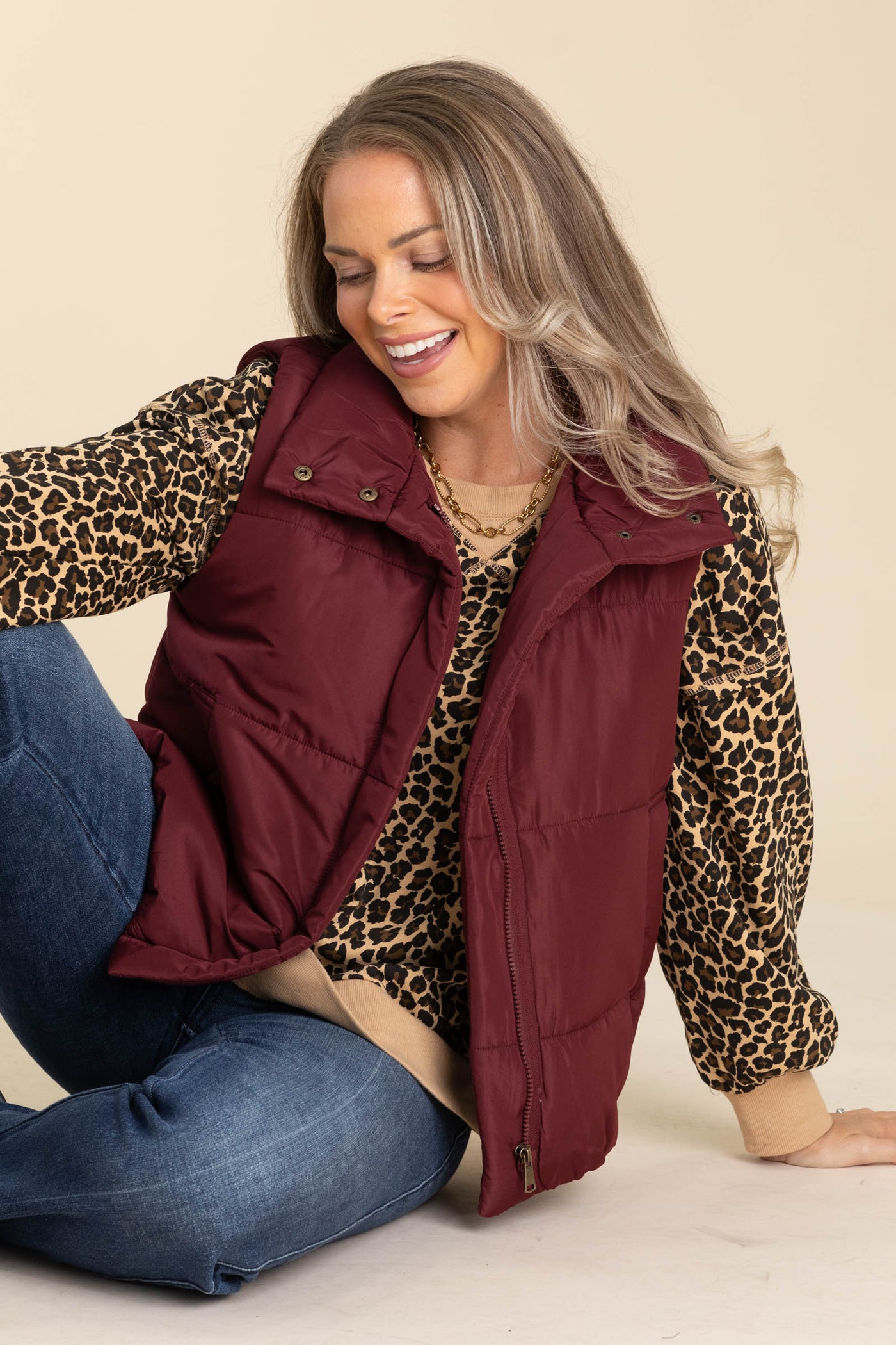 Solid Zip Up Puffer Vest