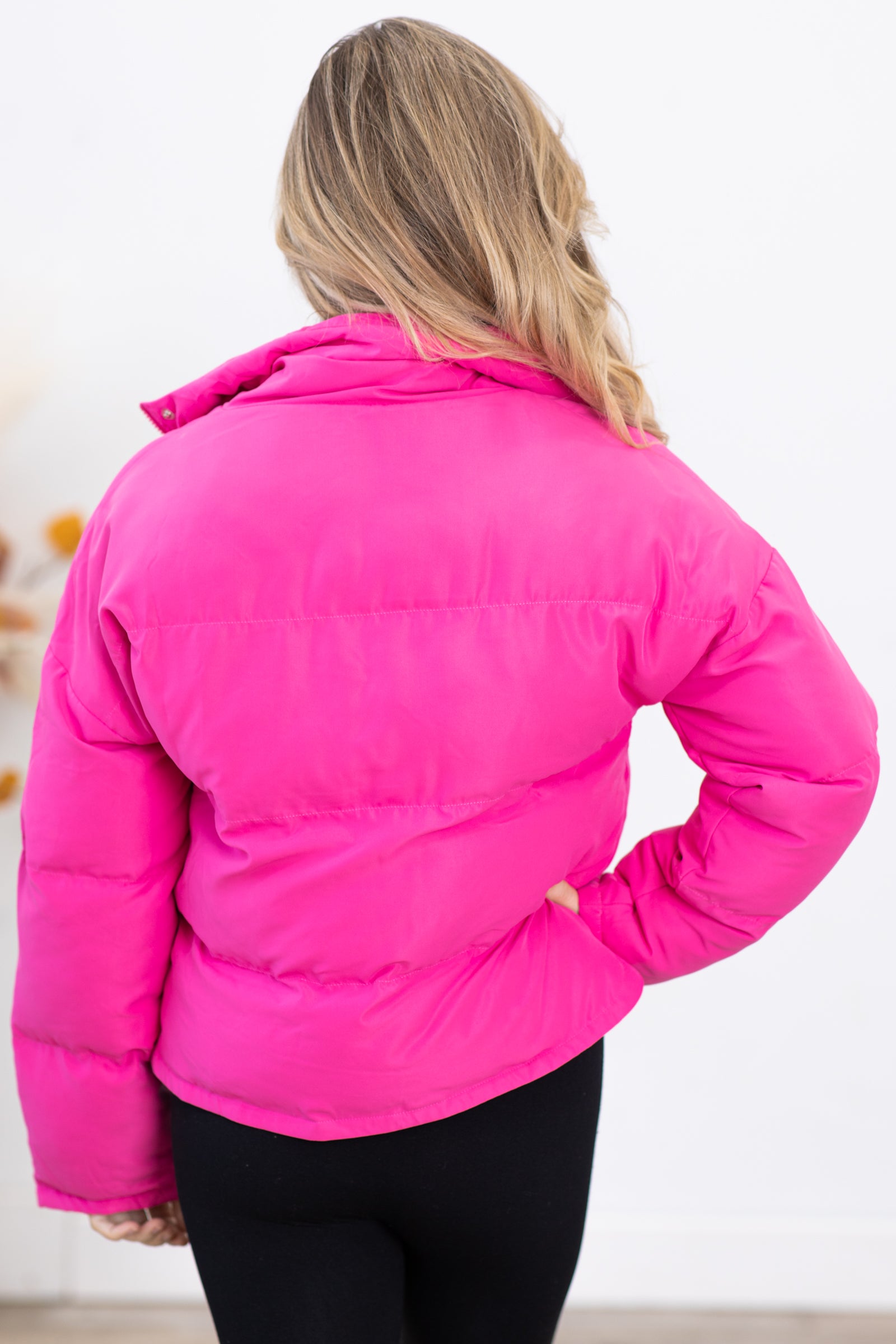 Pink Channel Quilt Puffer Jacket
