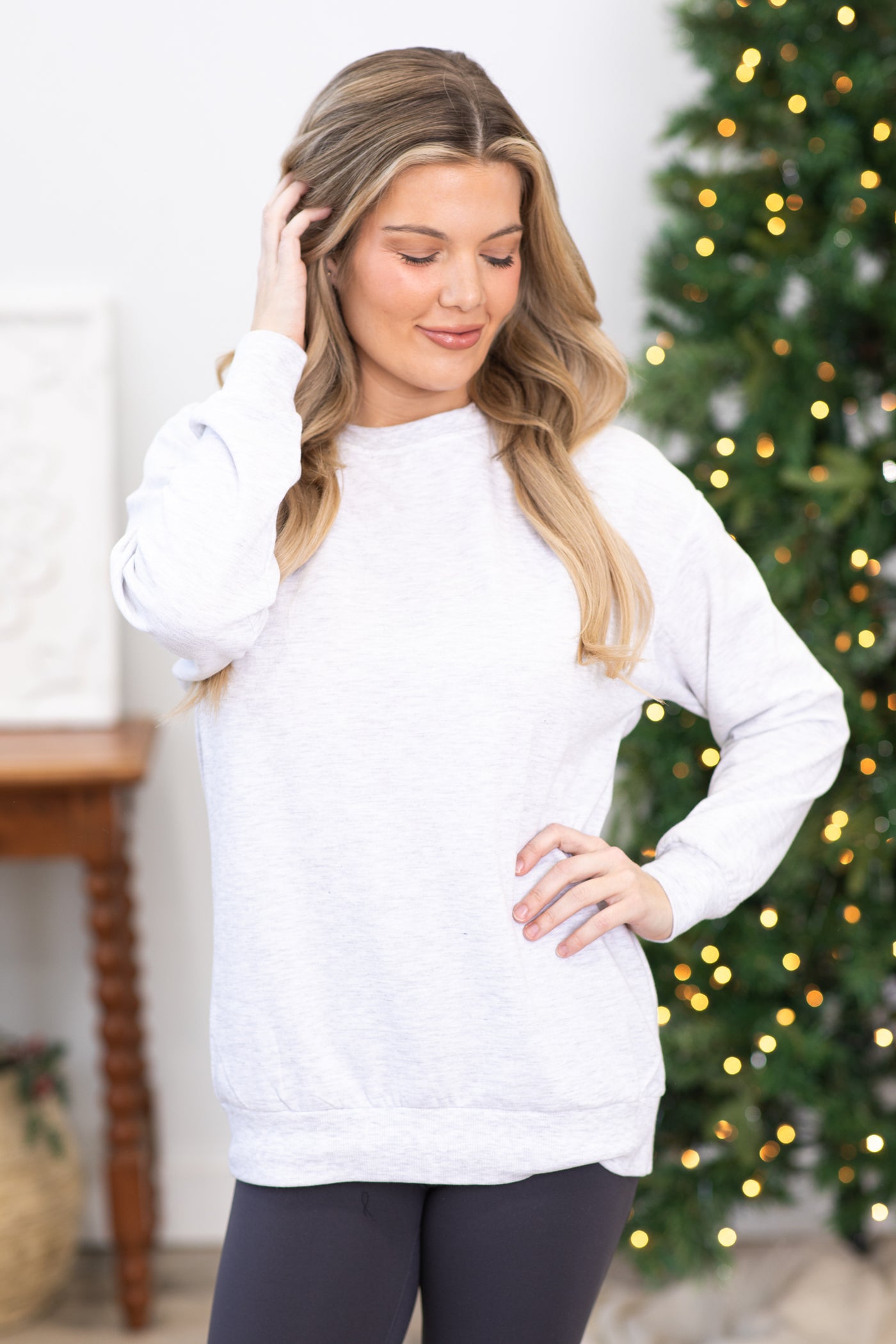 Heather Grey Terry Knit Top