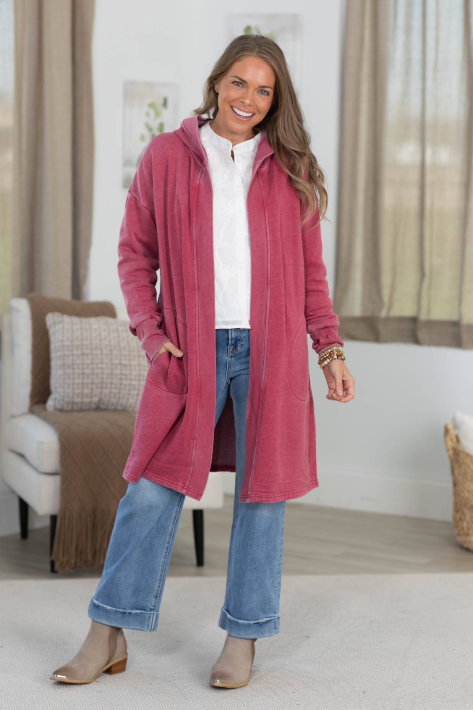 Cozy Campfire Longline Hooded Cardigan · Filly Flair