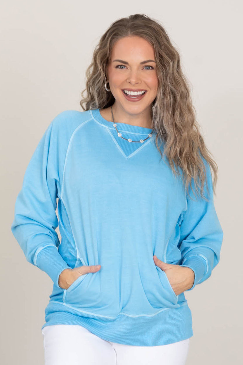 Pigment Dyed Sweatshirt With Side Pockets