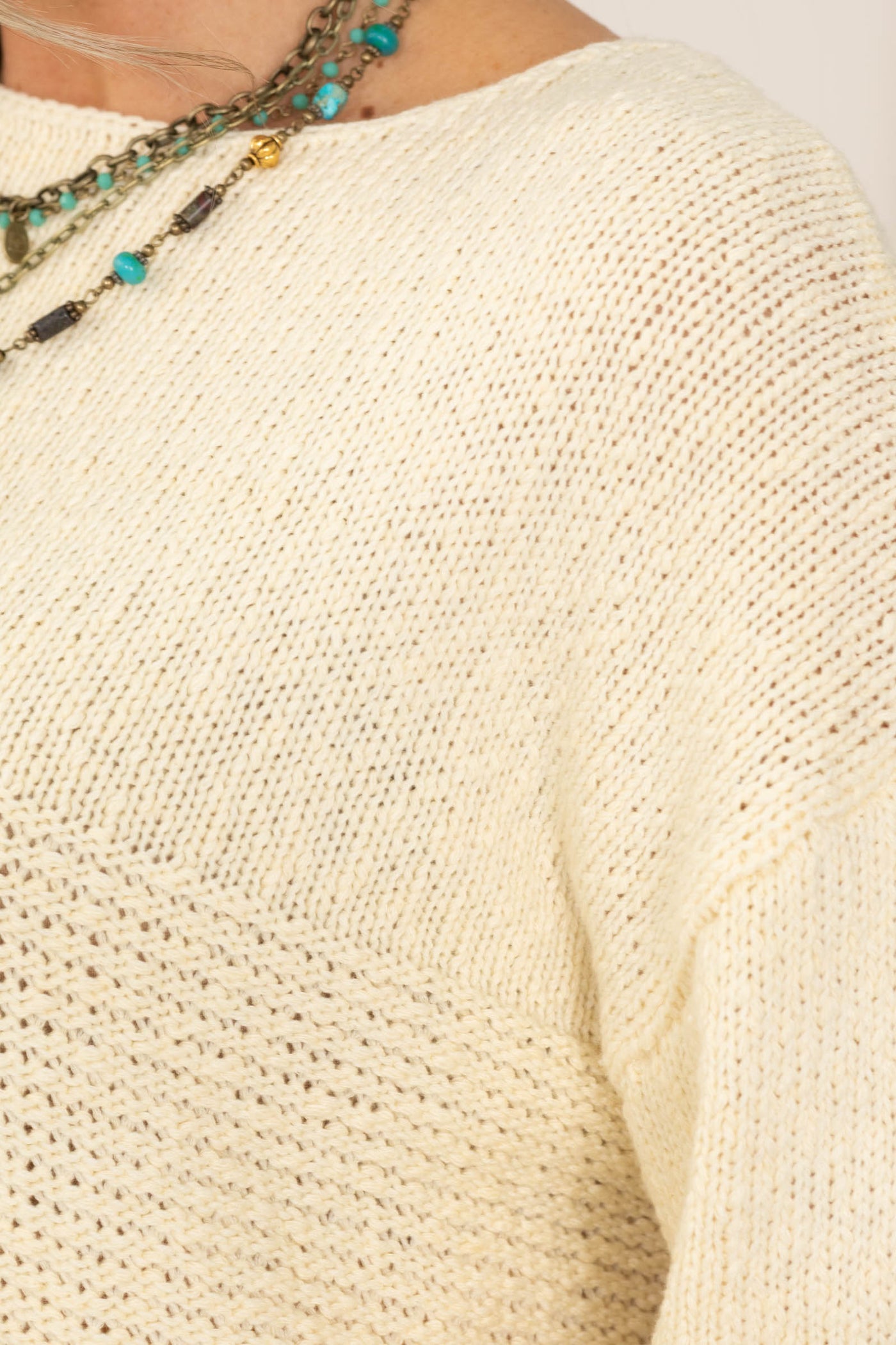Cotierra Pullover Sweater with Contrast Raised Rib Detailing- 100% Cotton