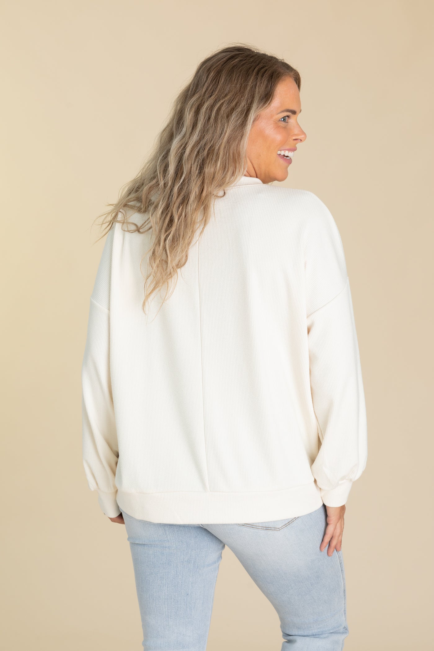 Ivory Textured Pumpkin Knit Top