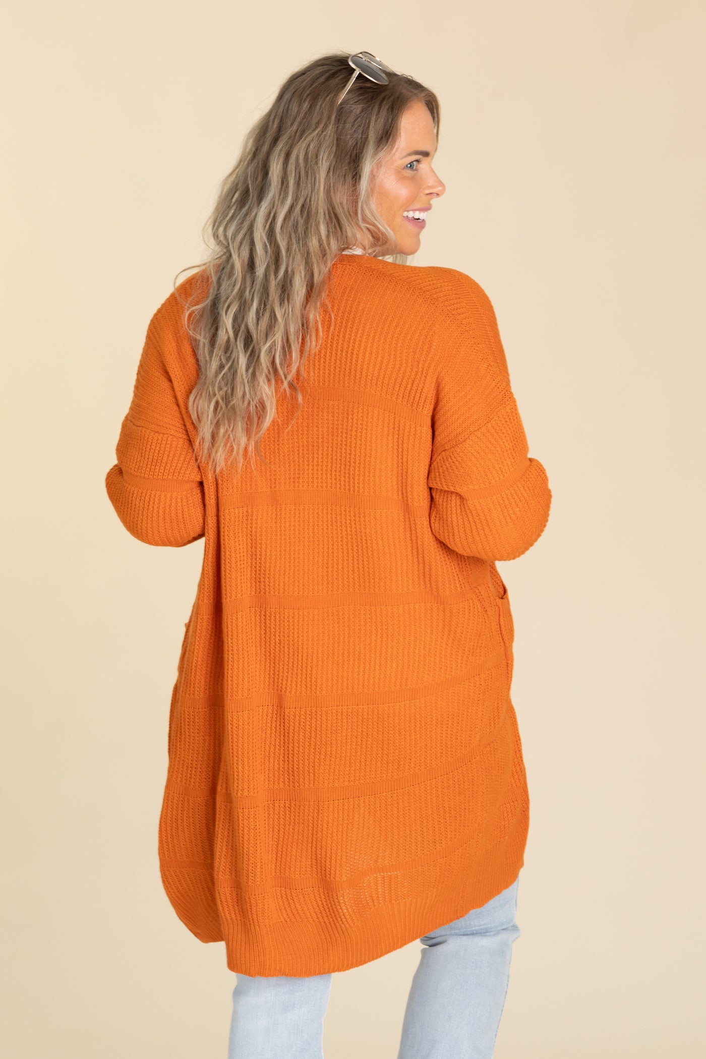 Stripe Textured Open Knit Cardigans