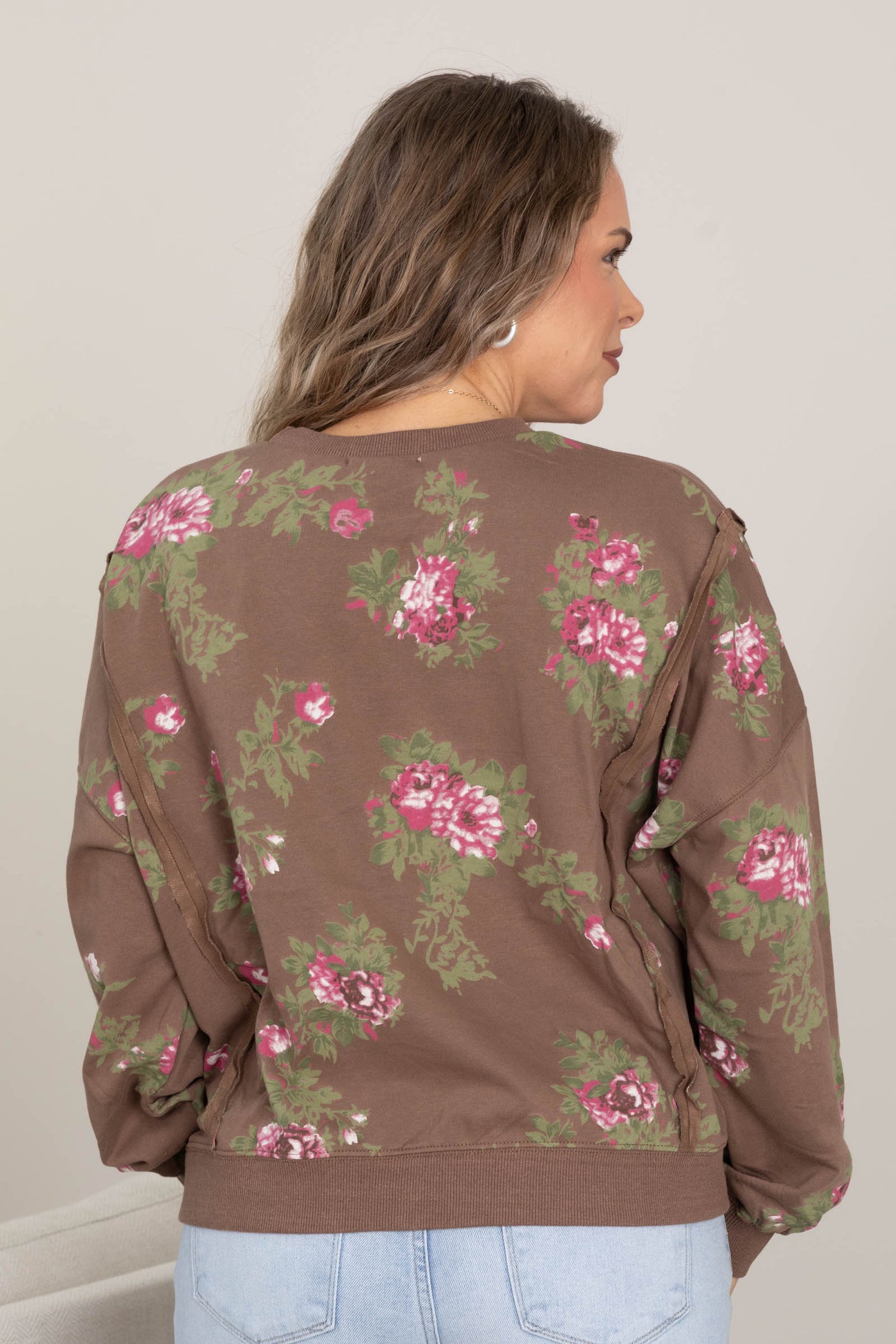 Mocha Rose Printed Sweatshirt