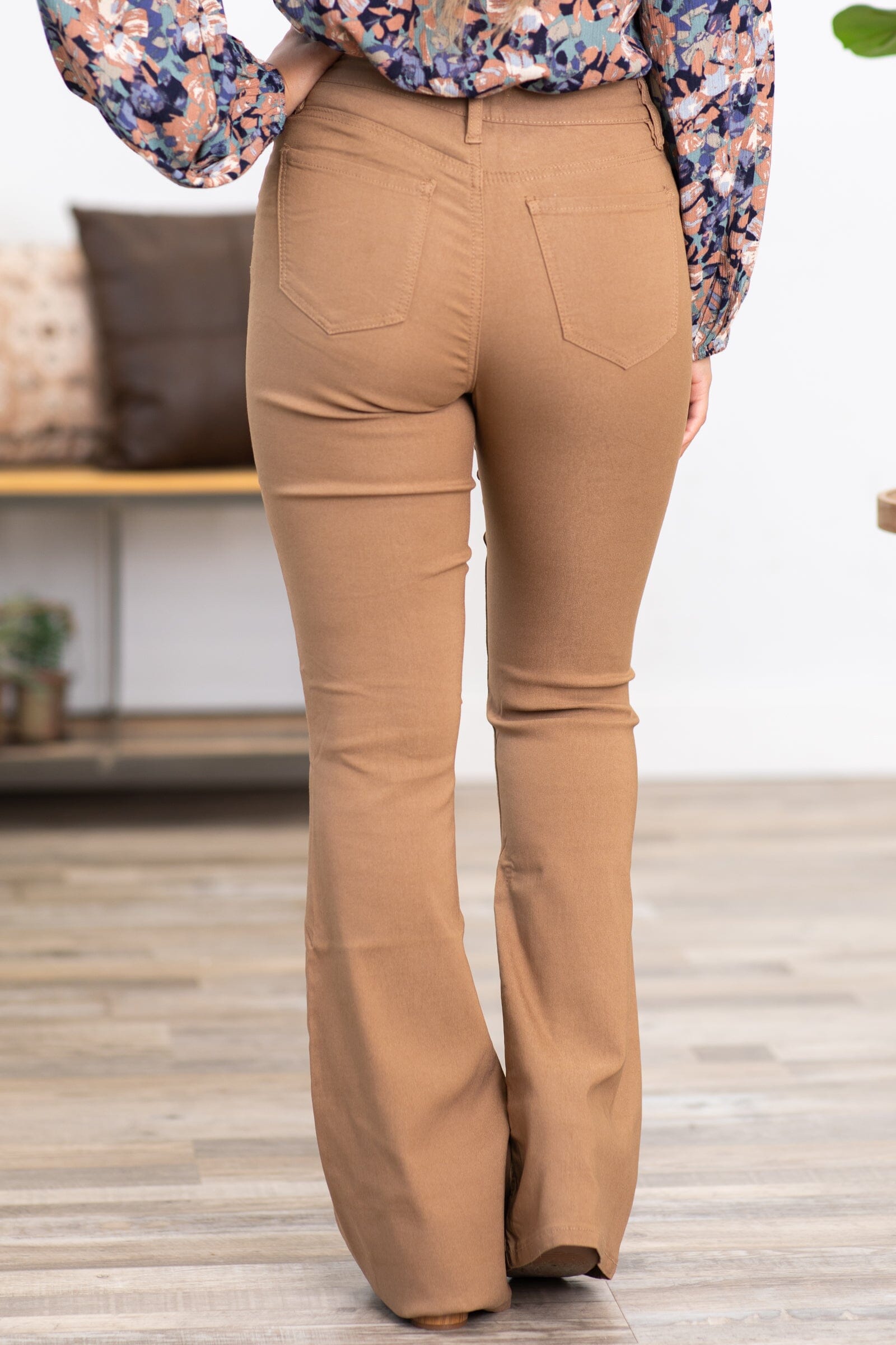 YMI Taupe Hyperstretch Flare Pants - Filly Flair