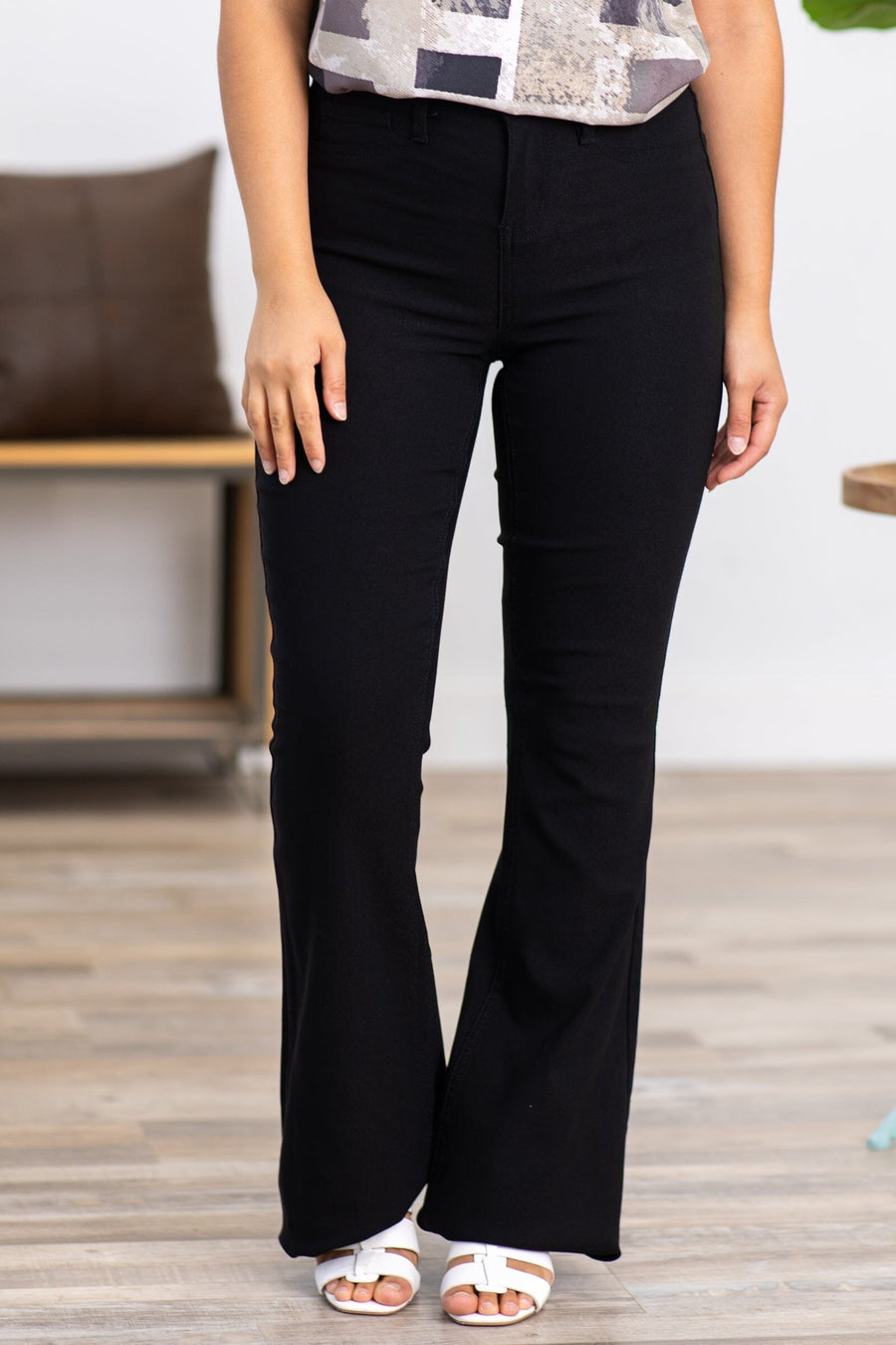 YMI Black Hyperstretch Flare Pants - Filly Flair
