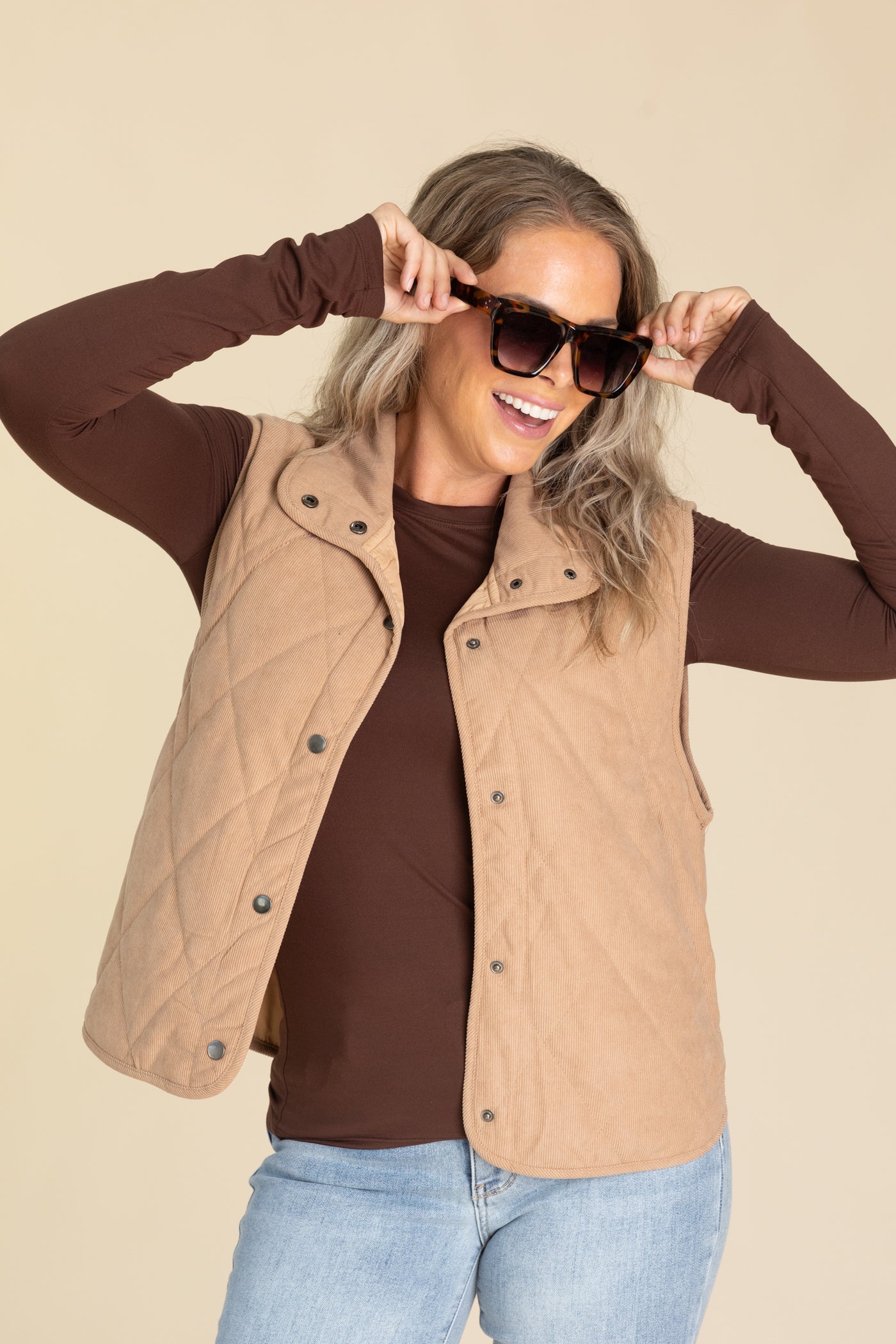 Lightweight Quilted Snap Button Vests