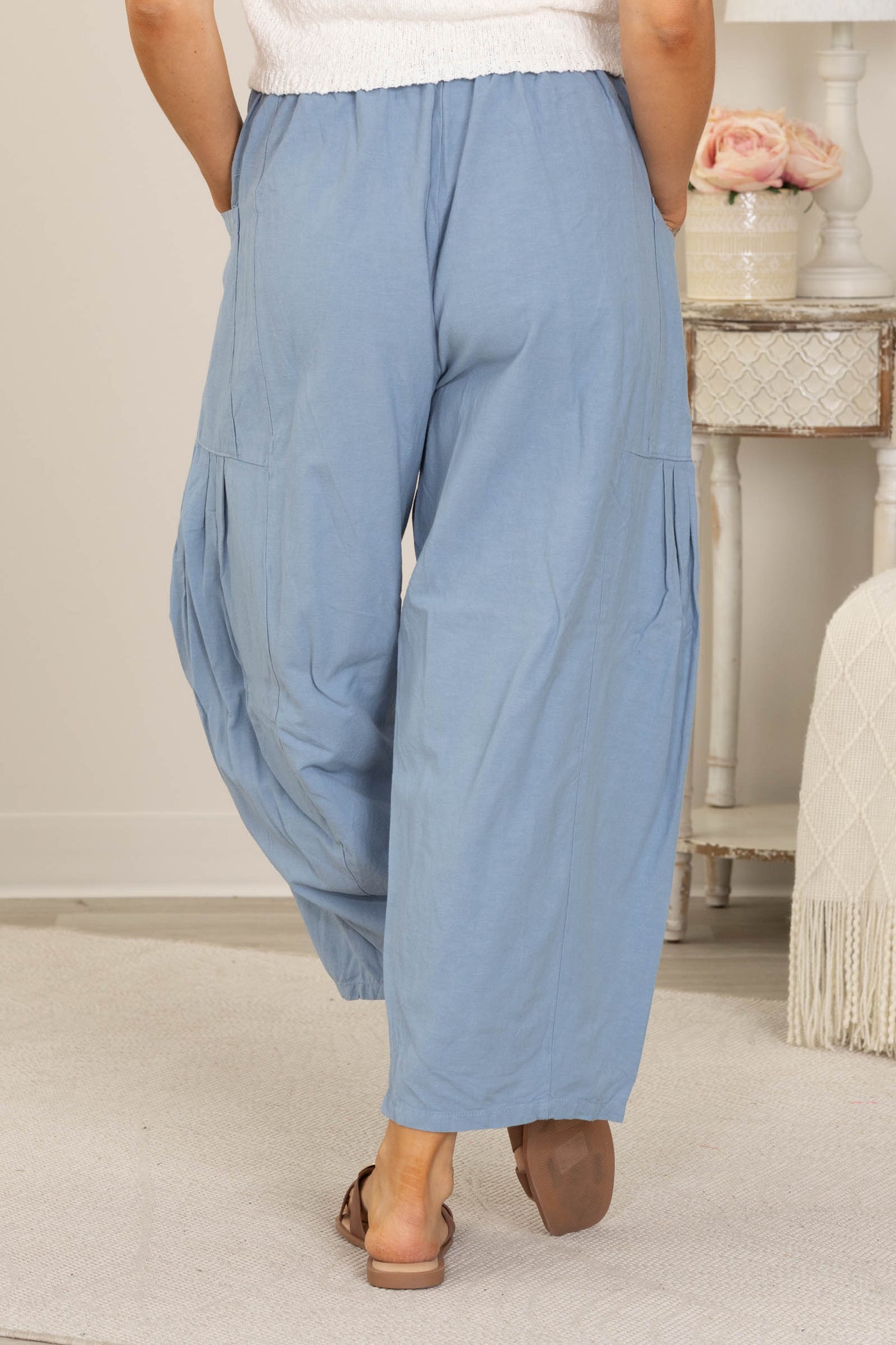 Cotierra Wide Leg Relaxed Pants with Side Pockets