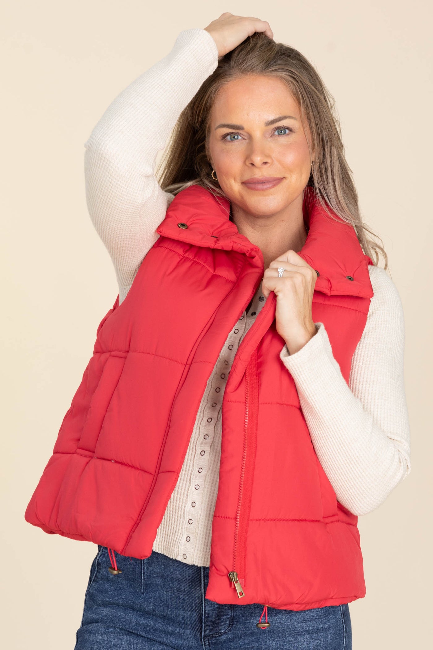 Solid High Neck Puffer Vest