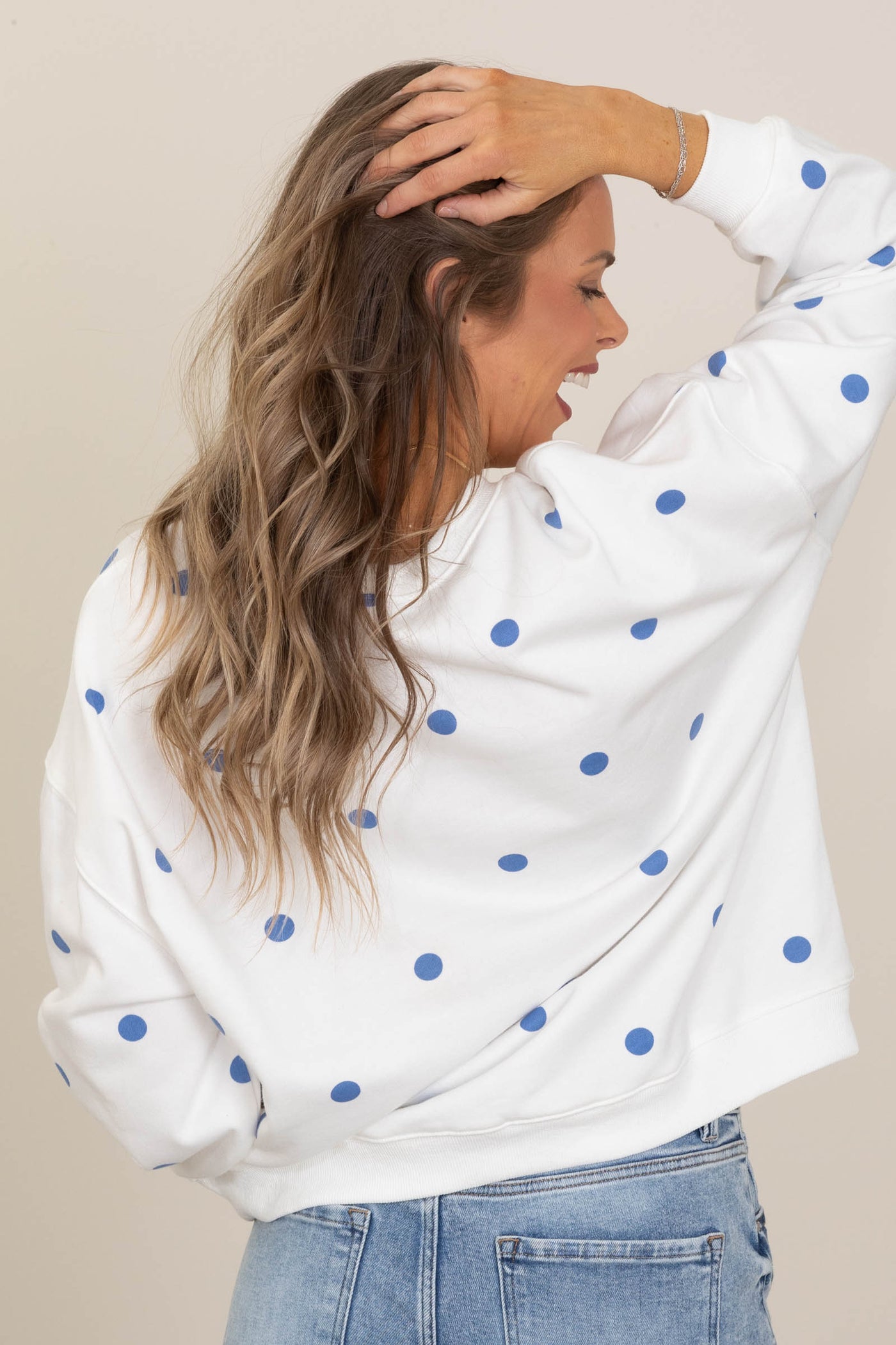 Polka Dot French Terry Crewneck Sweatshirt