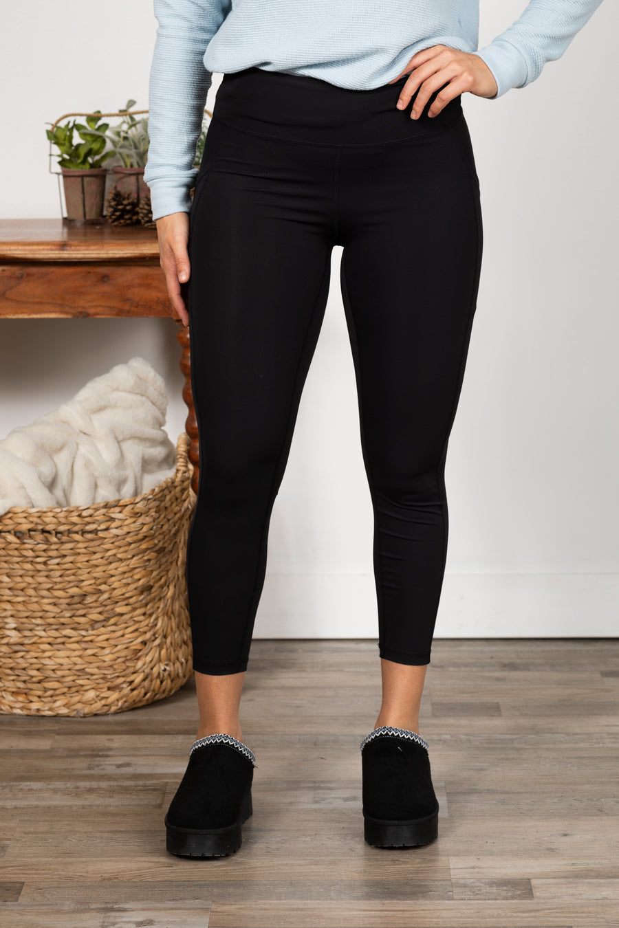 Black Brushed Microfiber Full Length Leggings